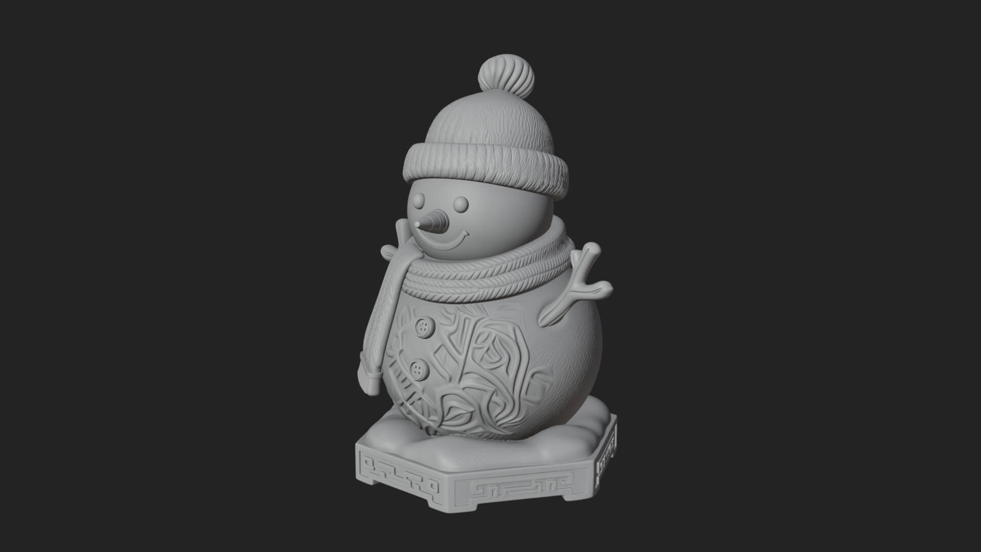 Knit Hat Snowman Statue Design 9 3D Print Model 3D Model