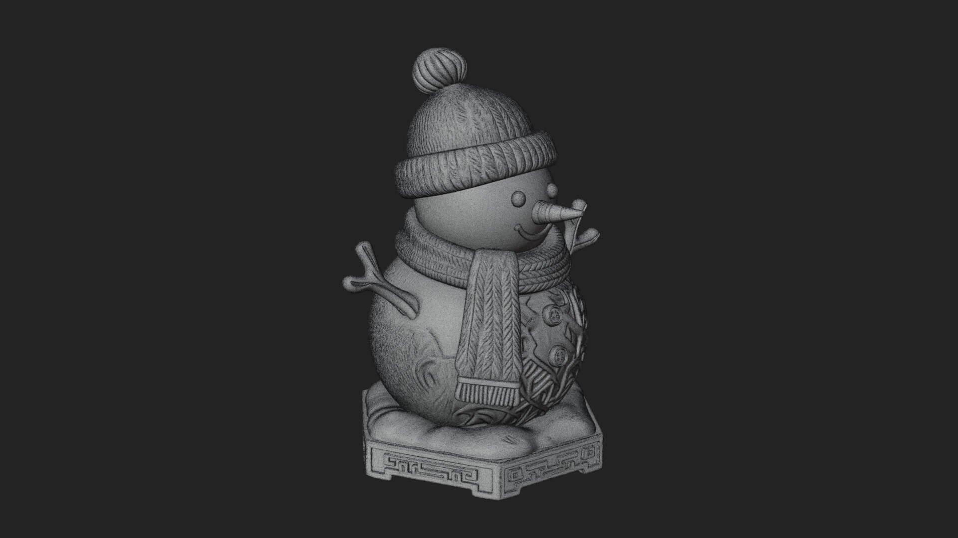 Knit Hat Snowman Statue Design 9 3D Print Model 3D Model