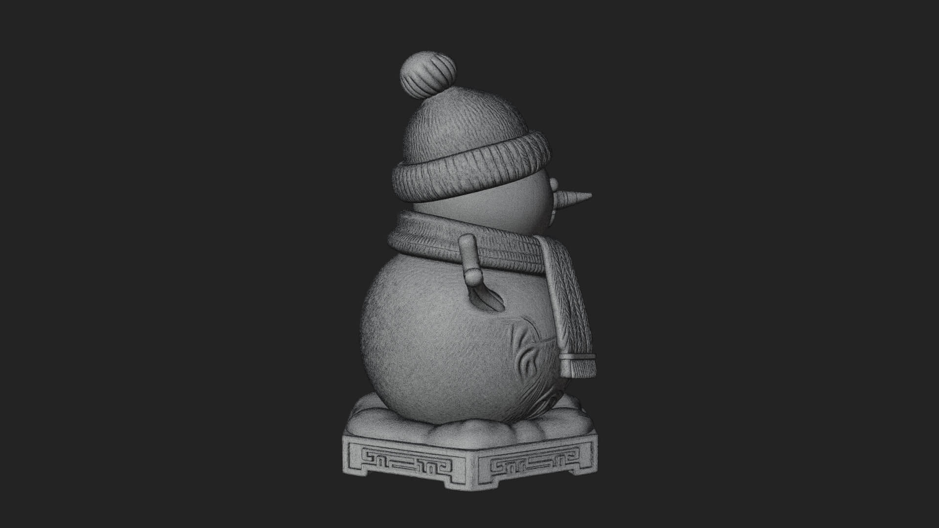 Knit Hat Snowman Statue Design 9 3D Print Model 3D Model