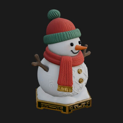 Knit Hat Snowman Statue Design 9 3D Print Model