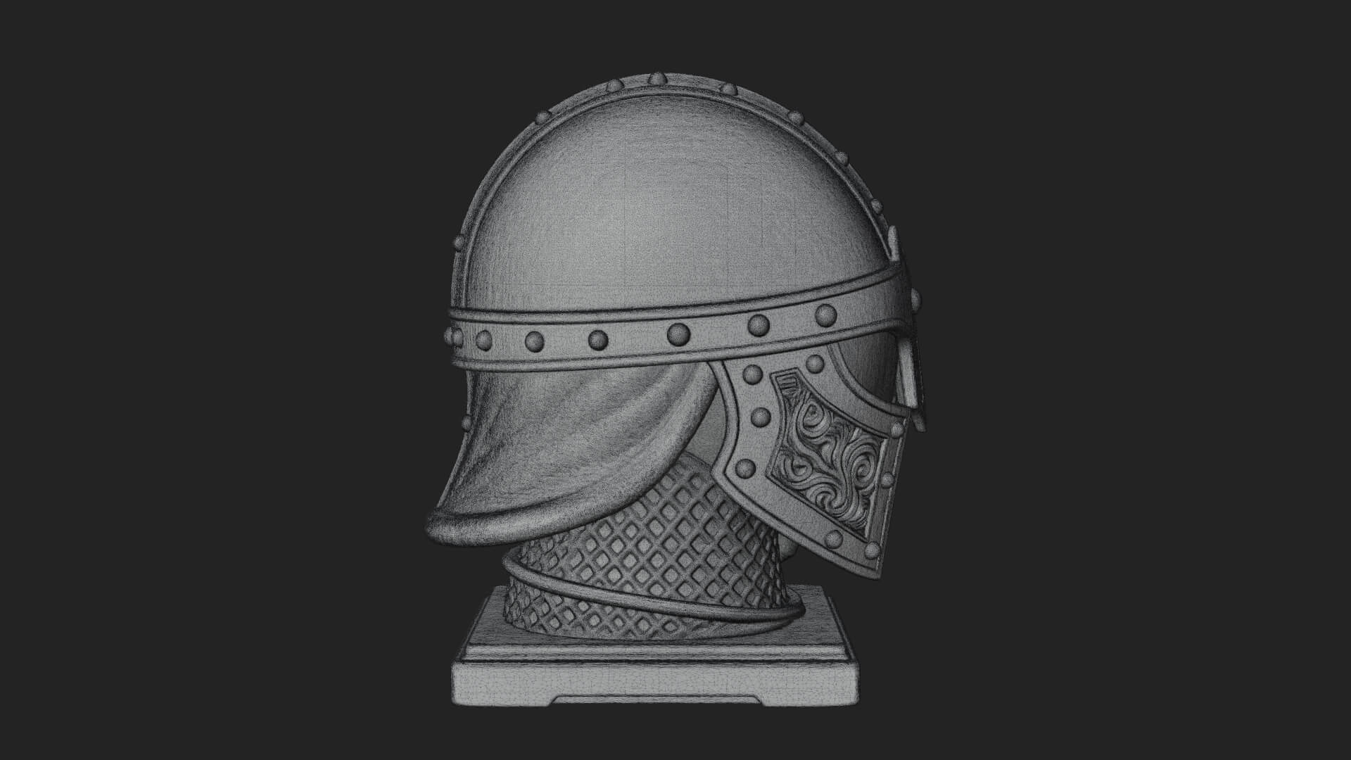 Knotwork Nasal Helm Statue Design 4 3D Print Model 3D Model