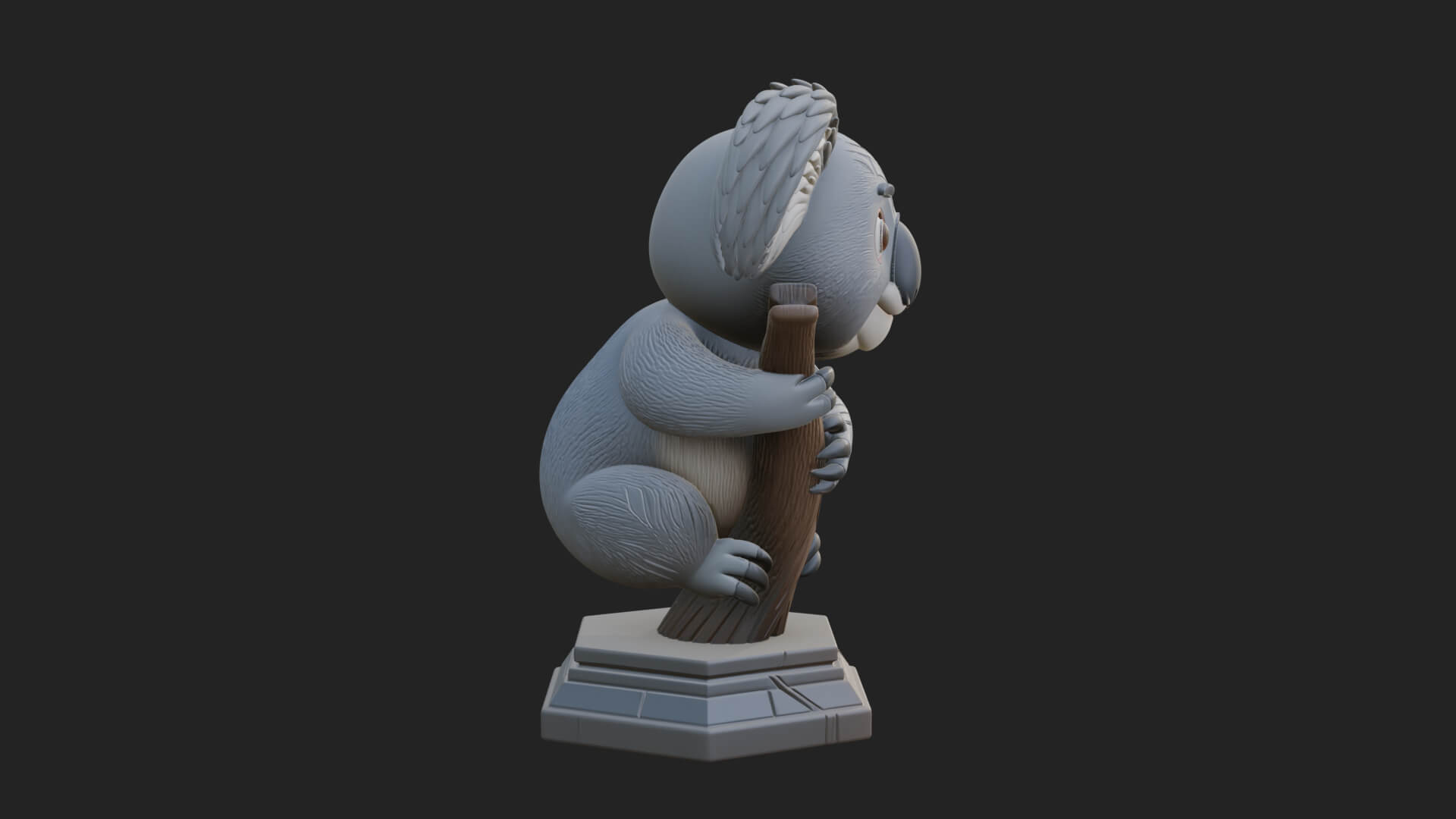 Koala on Branch Statue Design 1 3D Print Model 3D Model