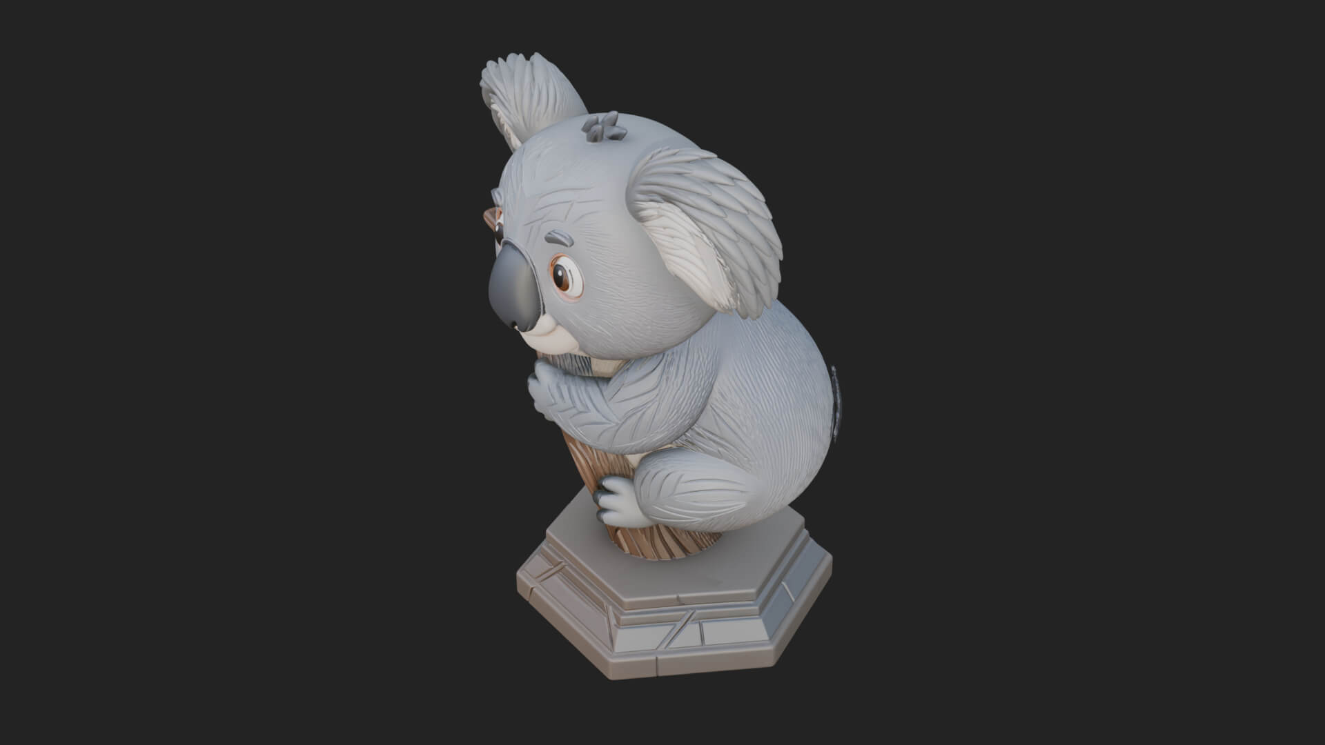 Koala on Branch Statue Design 1 3D Print Model 3D Model