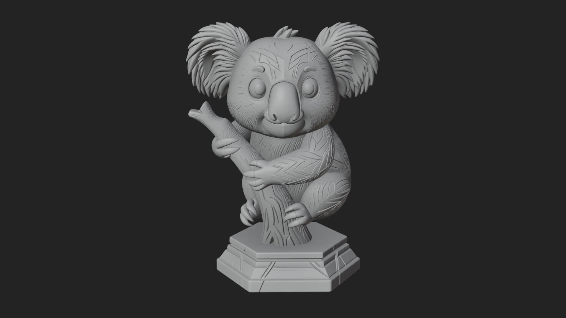 Koala on Branch Statue Design 1 3D Print Model 3D Model
