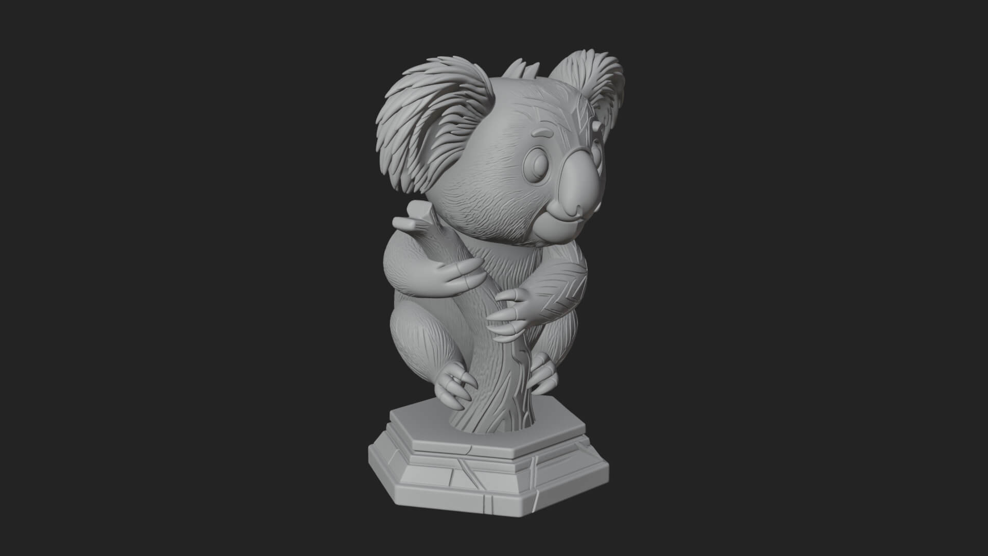 Koala on Branch Statue Design 1 3D Print Model 3D Model