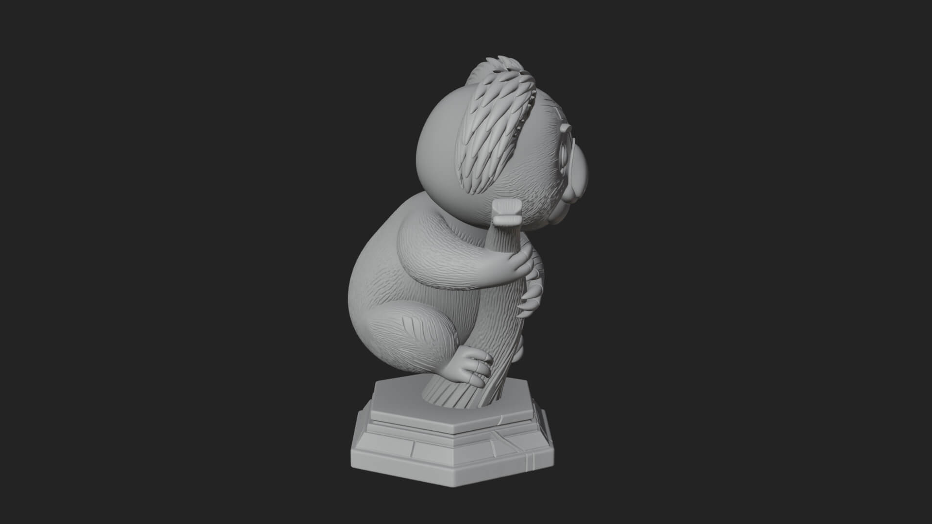 Koala on Branch Statue Design 1 3D Print Model 3D Model