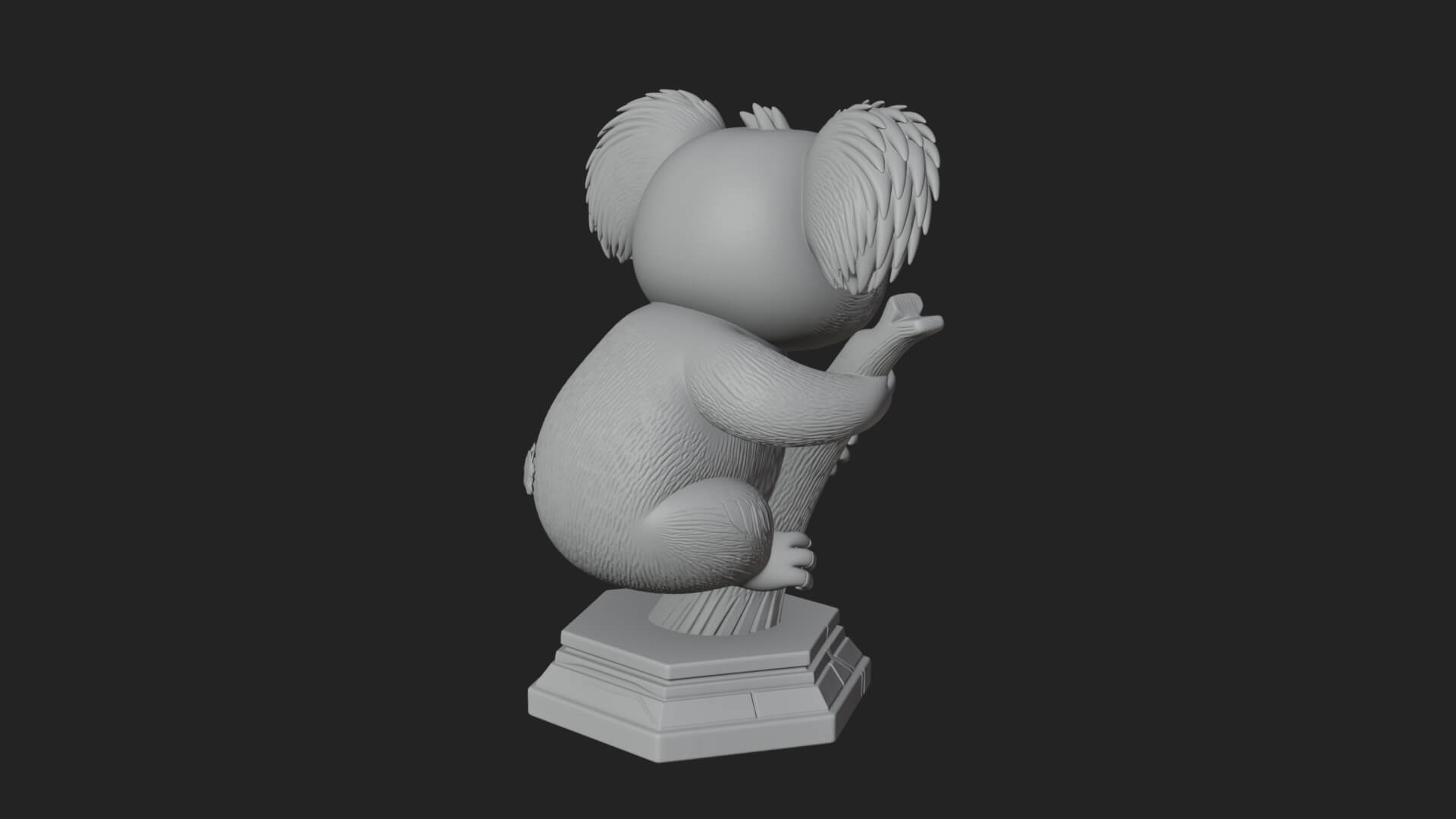 Koala on Branch Statue Design 1 3D Print Model 3D Model