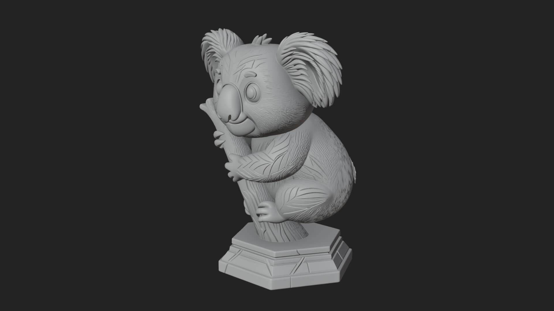 Koala on Branch Statue Design 1 3D Print Model 3D Model