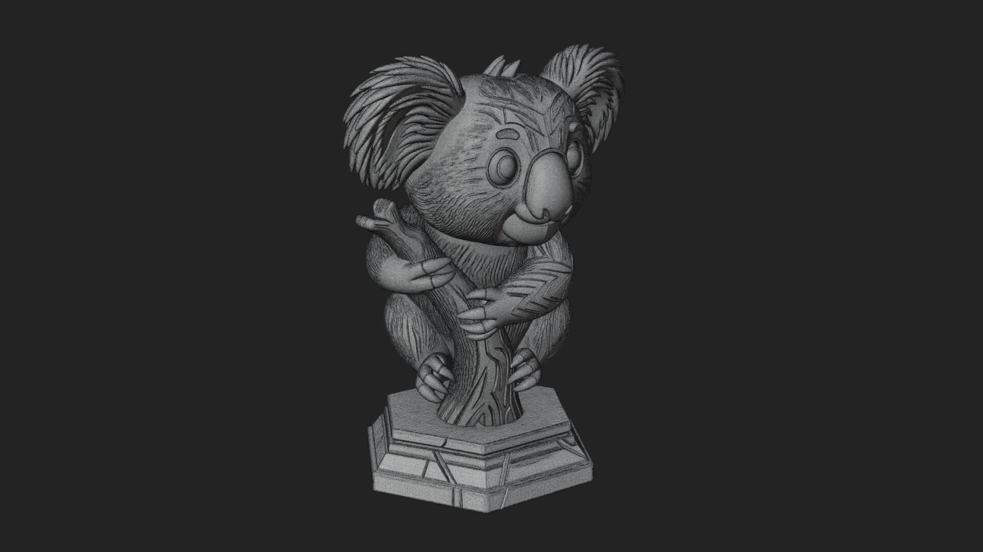 Koala on Branch Statue Design 1 3D Print Model 3D Model