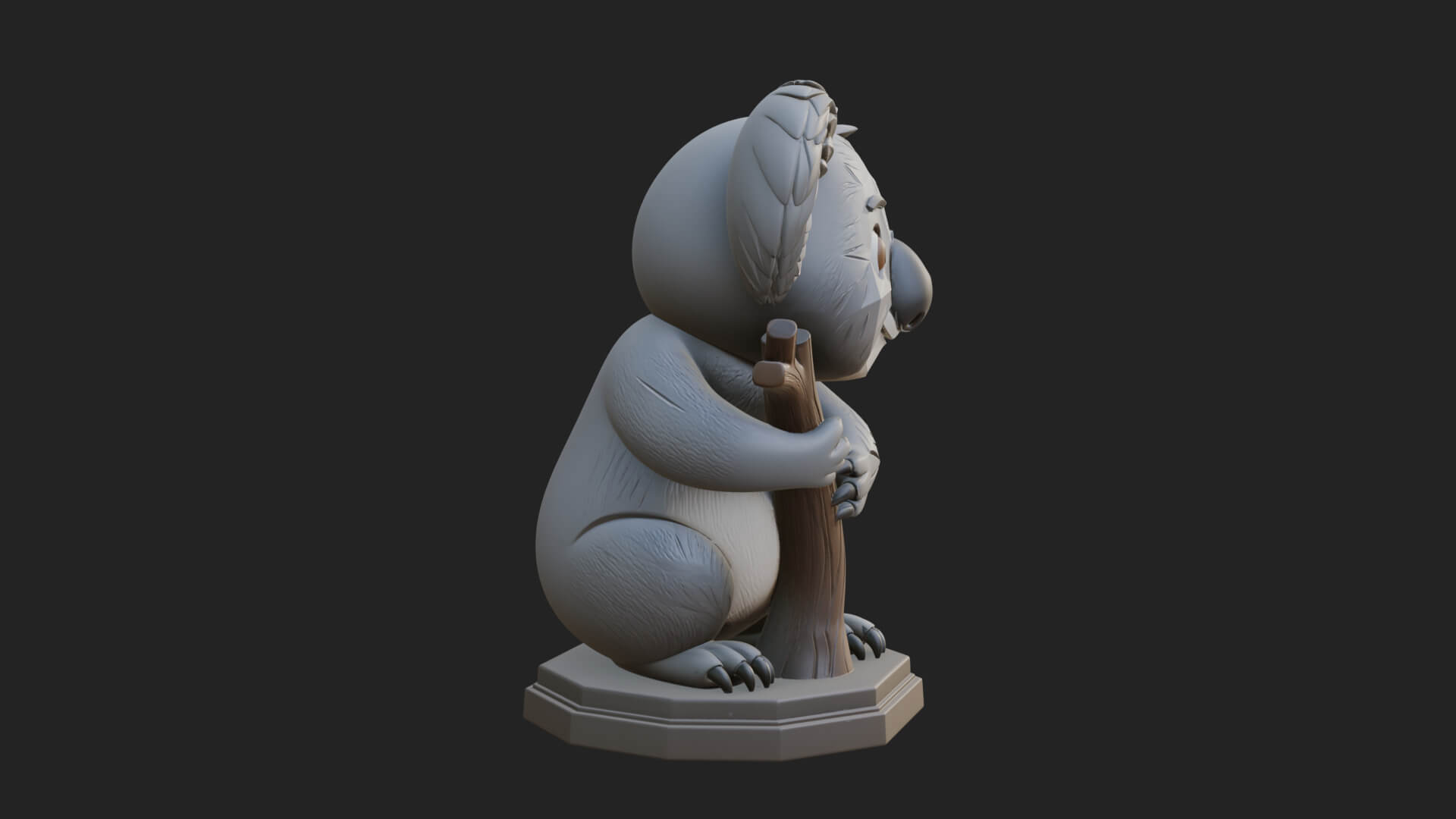 Koala on Branch Statue Design 2 3D Print Model 3D Model