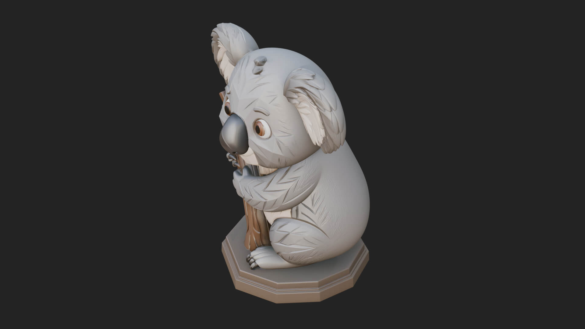 Koala on Branch Statue Design 2 3D Print Model 3D Model