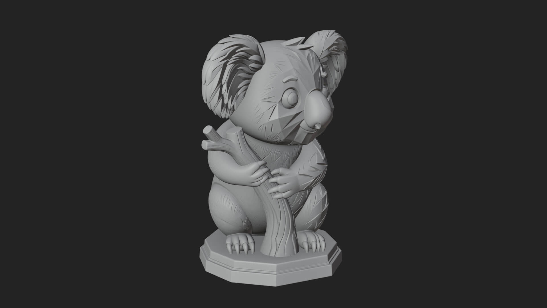 Koala on Branch Statue Design 2 3D Print Model 3D Model