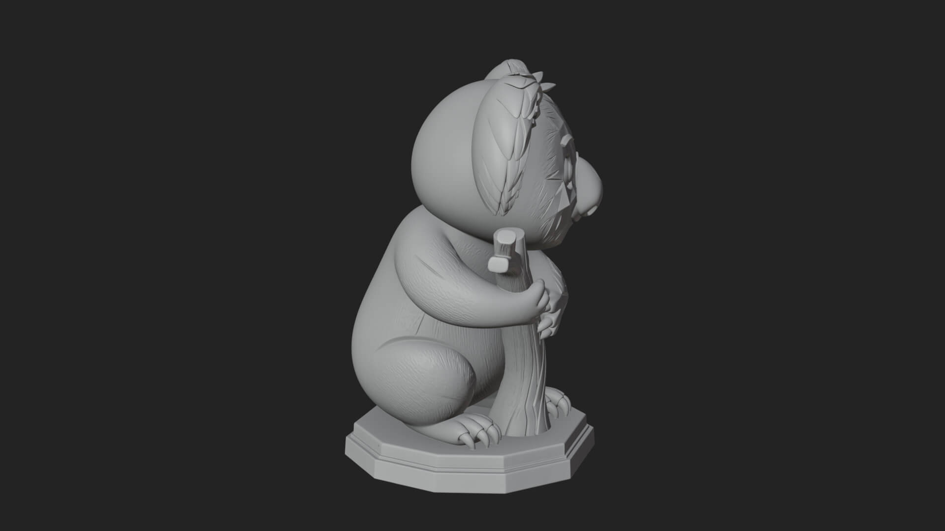 Koala on Branch Statue Design 2 3D Print Model 3D Model
