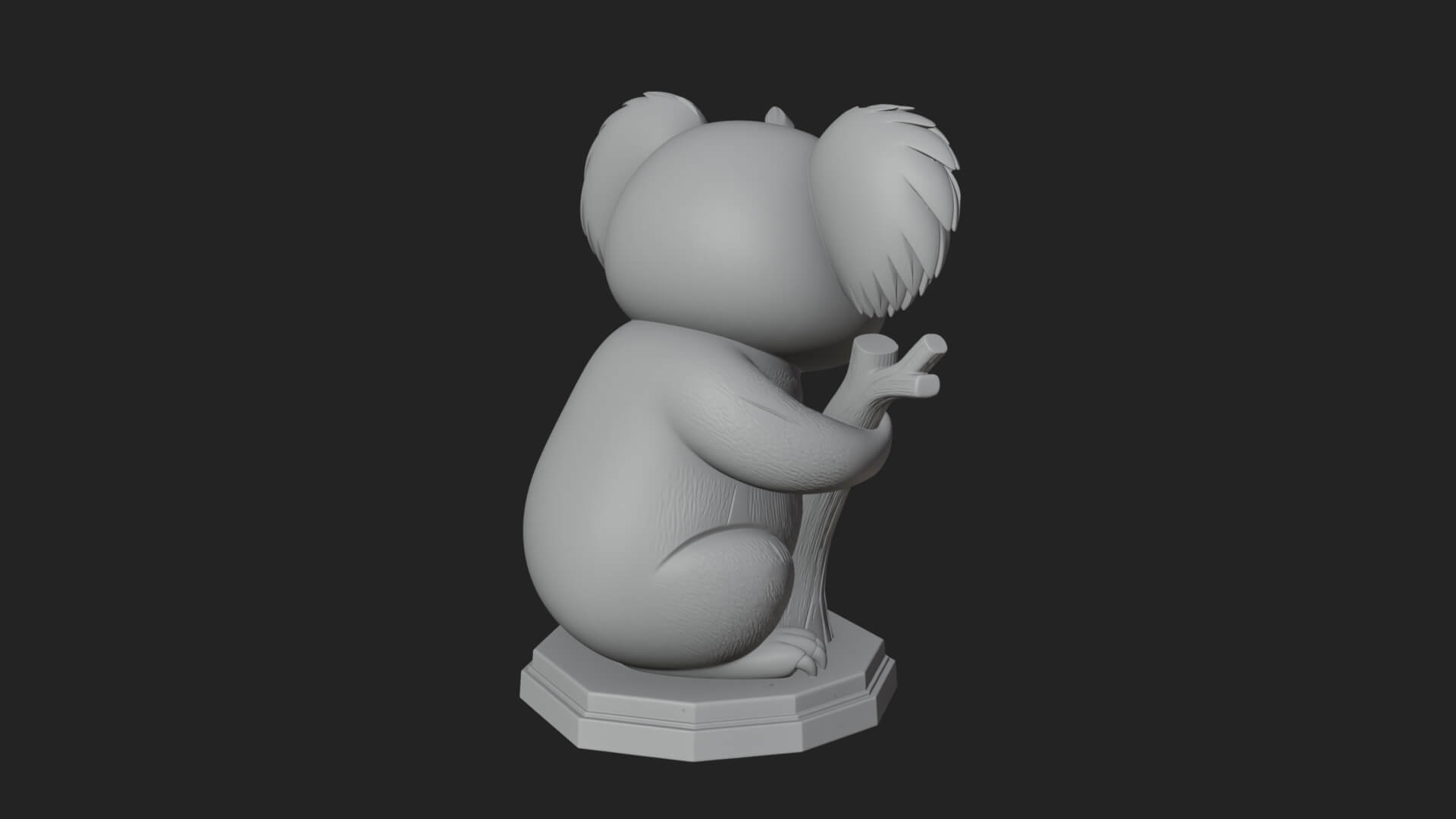 Koala on Branch Statue Design 2 3D Print Model 3D Model