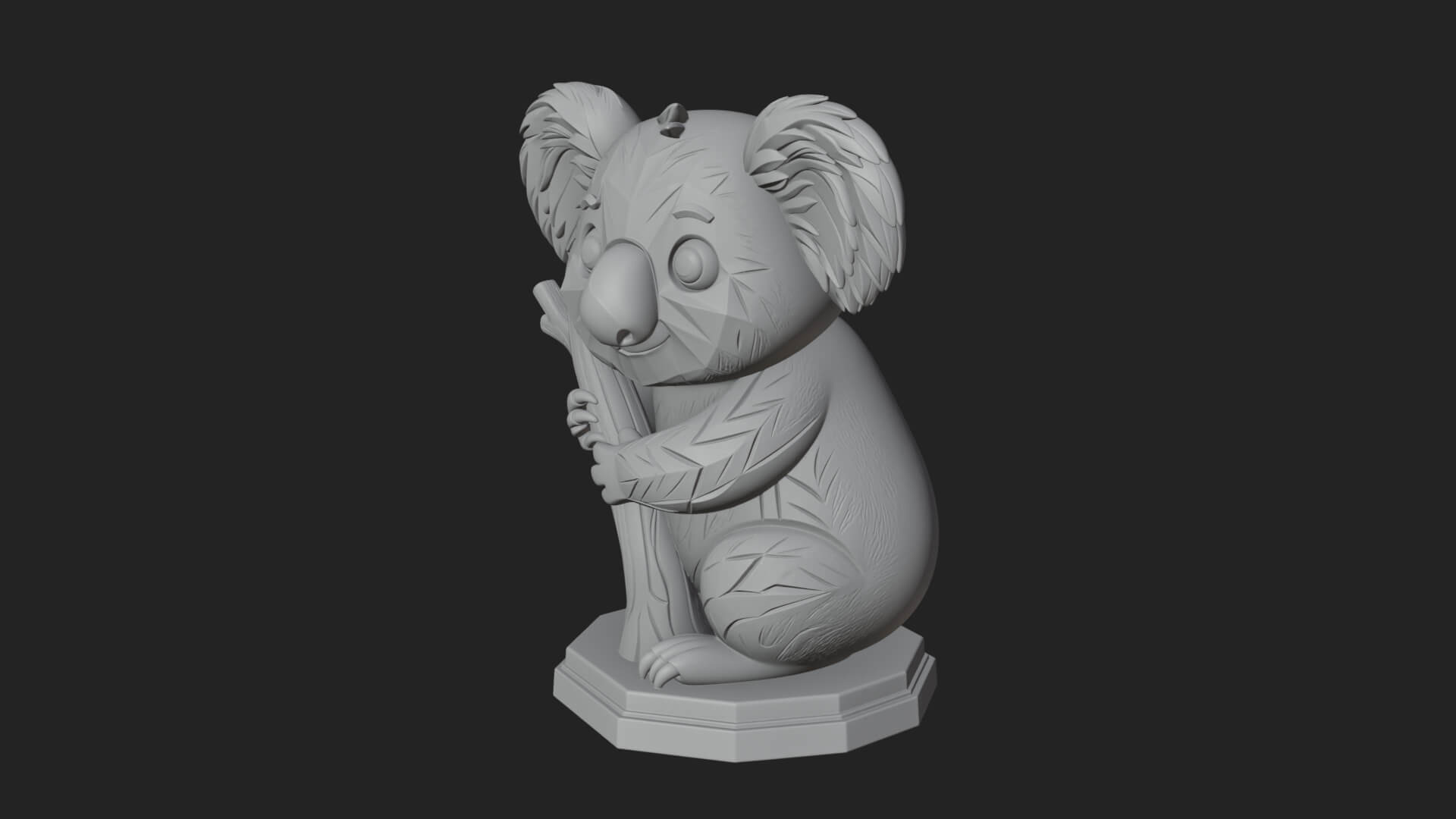 Koala on Branch Statue Design 2 3D Print Model 3D Model