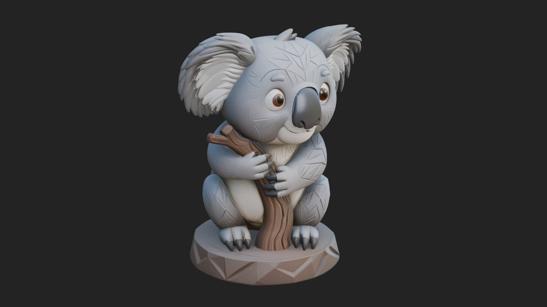 Koala on Branch Statue Design 3 3D Print Model 3D Model