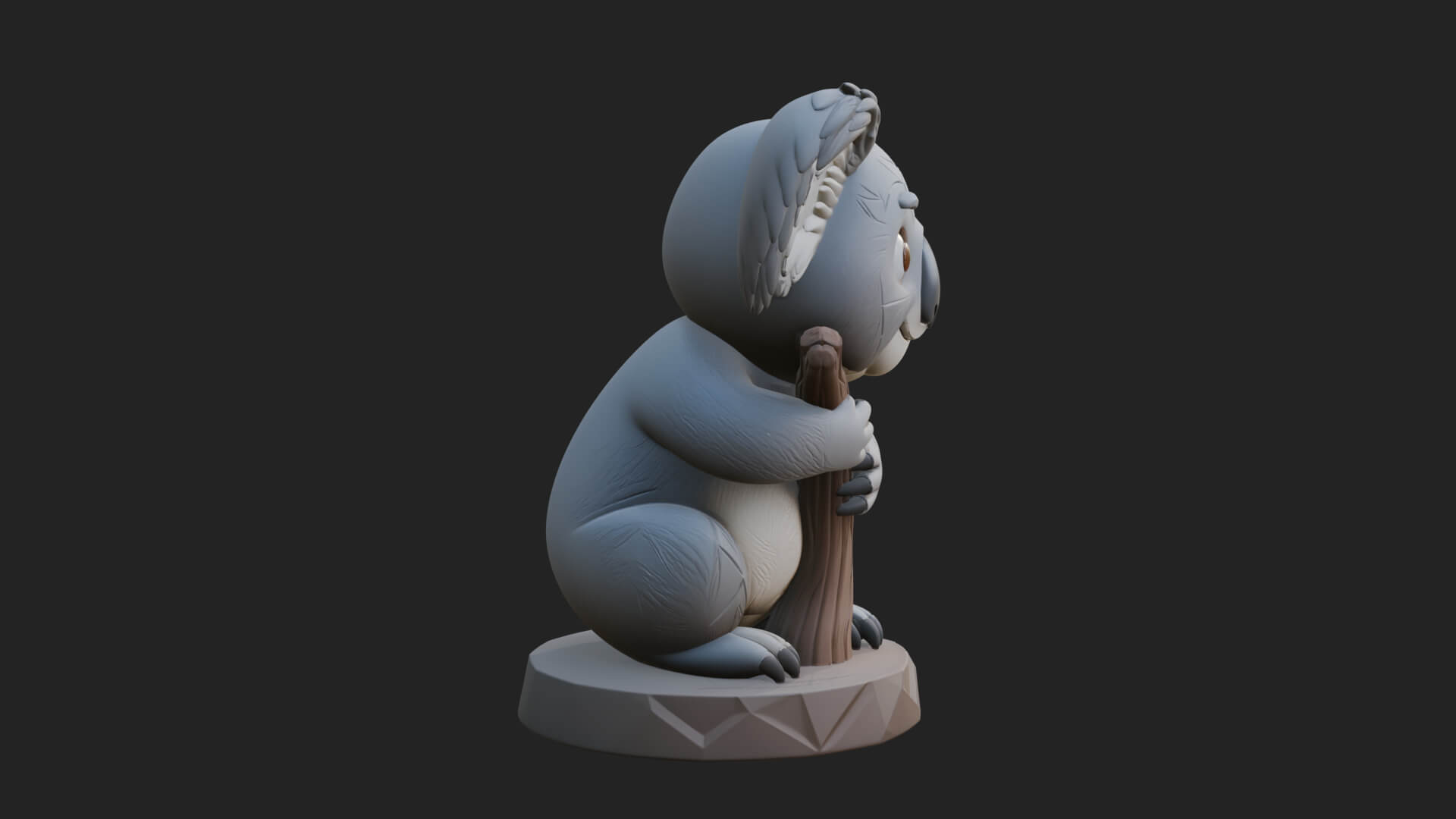 Koala on Branch Statue Design 3 3D Print Model 3D Model
