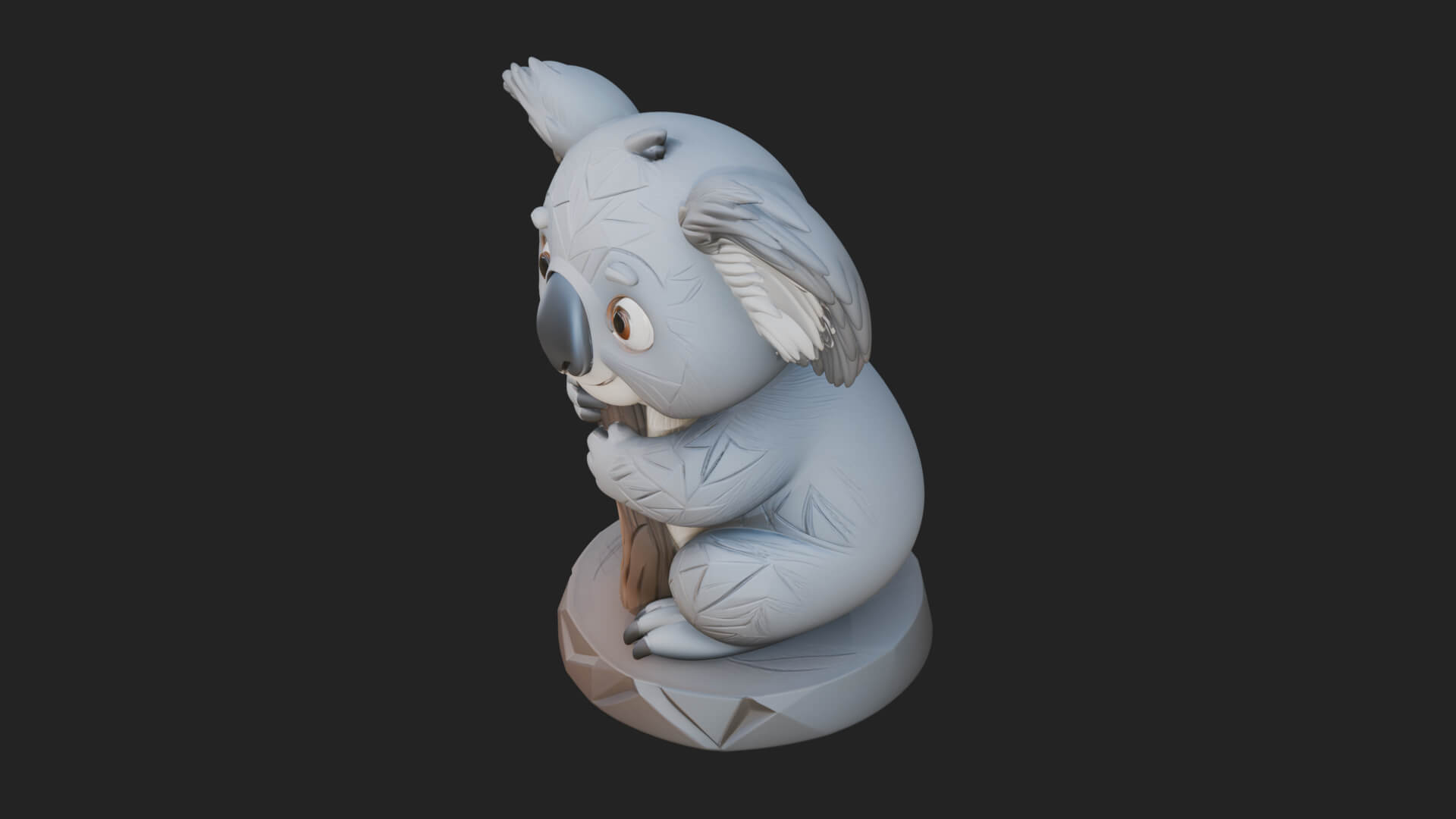 Koala on Branch Statue Design 3 3D Print Model 3D Model