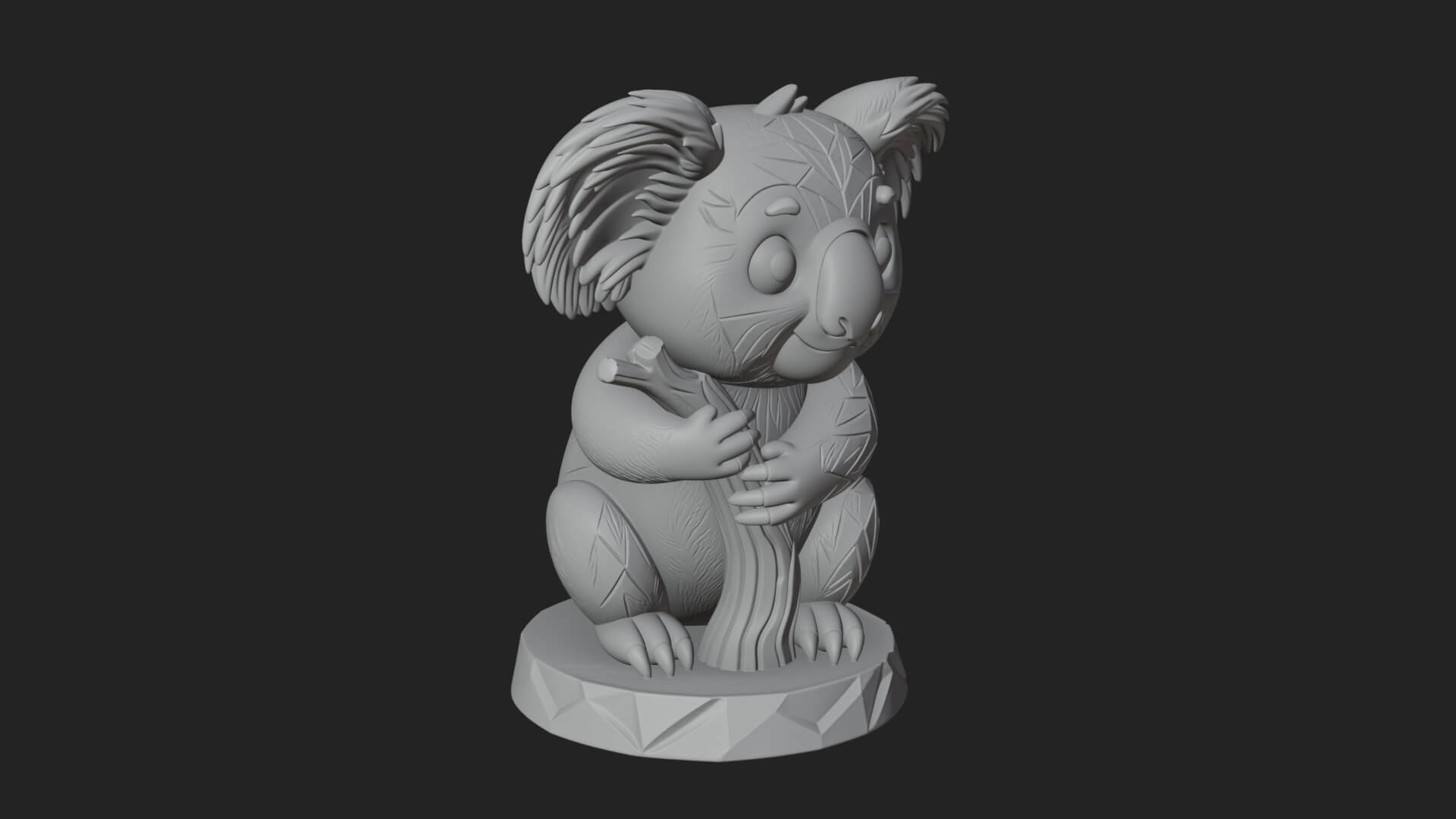 Koala on Branch Statue Design 3 3D Print Model 3D Model