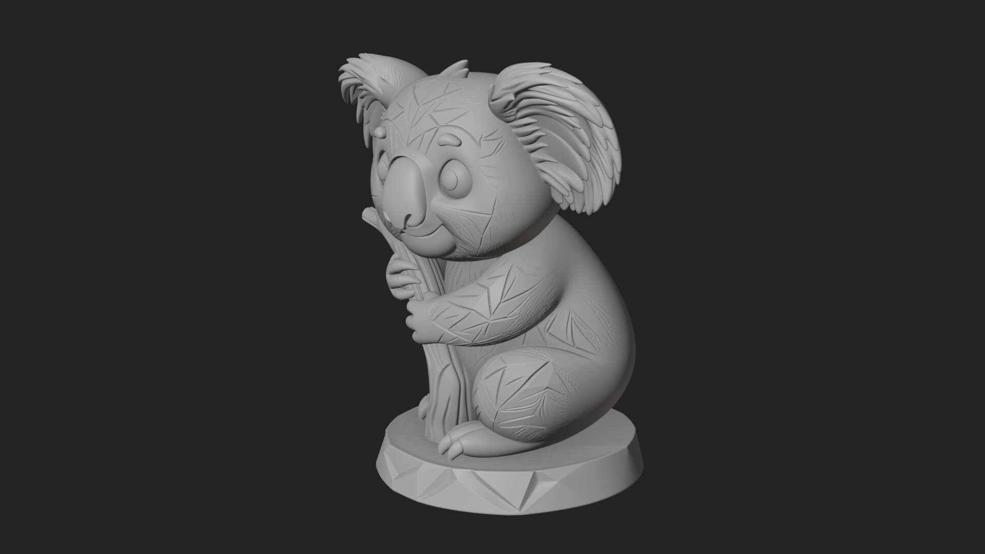 Koala on Branch Statue Design 3 3D Print Model 3D Model