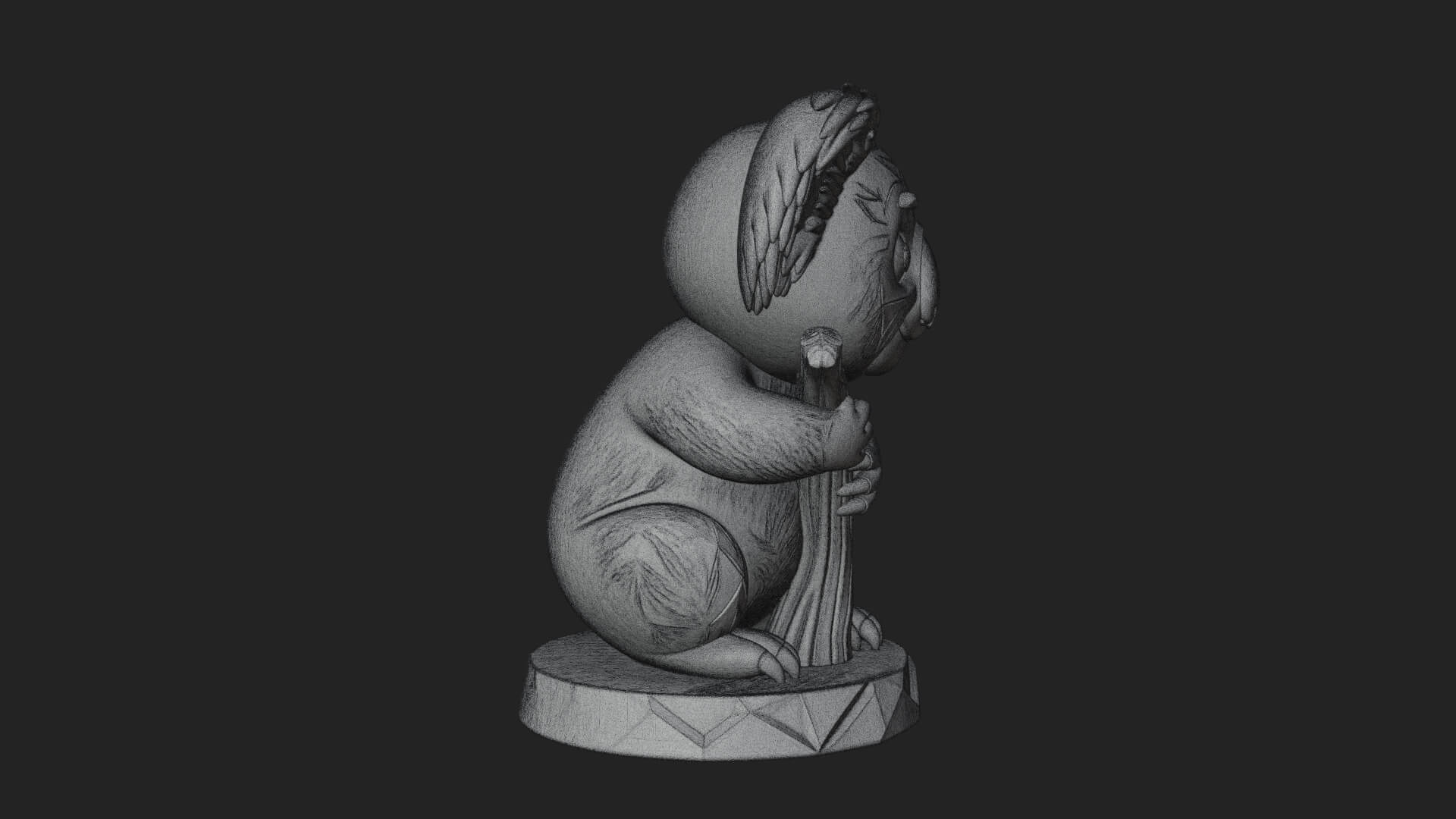 Koala on Branch Statue Design 3 3D Print Model 3D Model