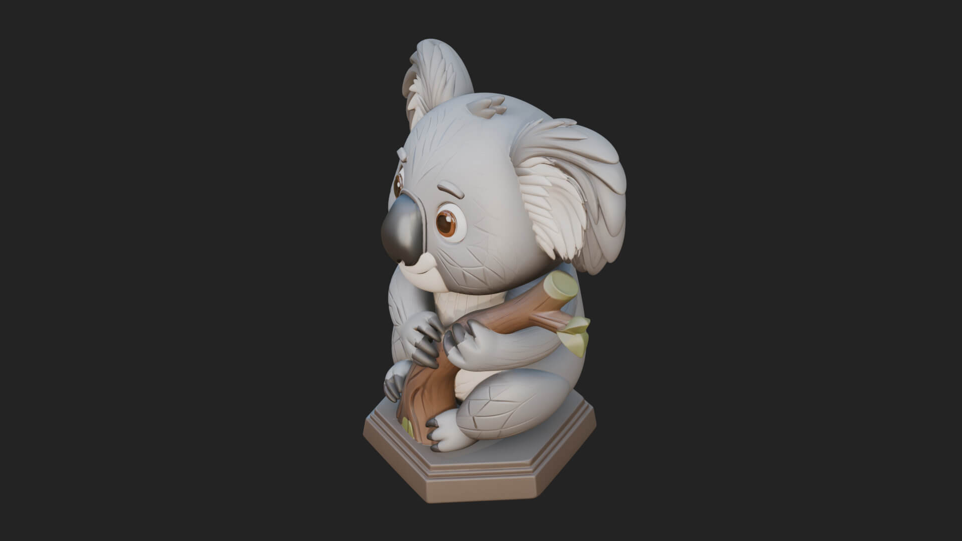 Koala on Branch Statue Design 4 3D Print Model 3D Model
