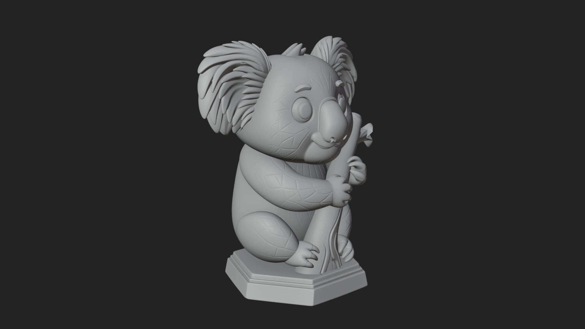 Koala on Branch Statue Design 4 3D Print Model 3D Model