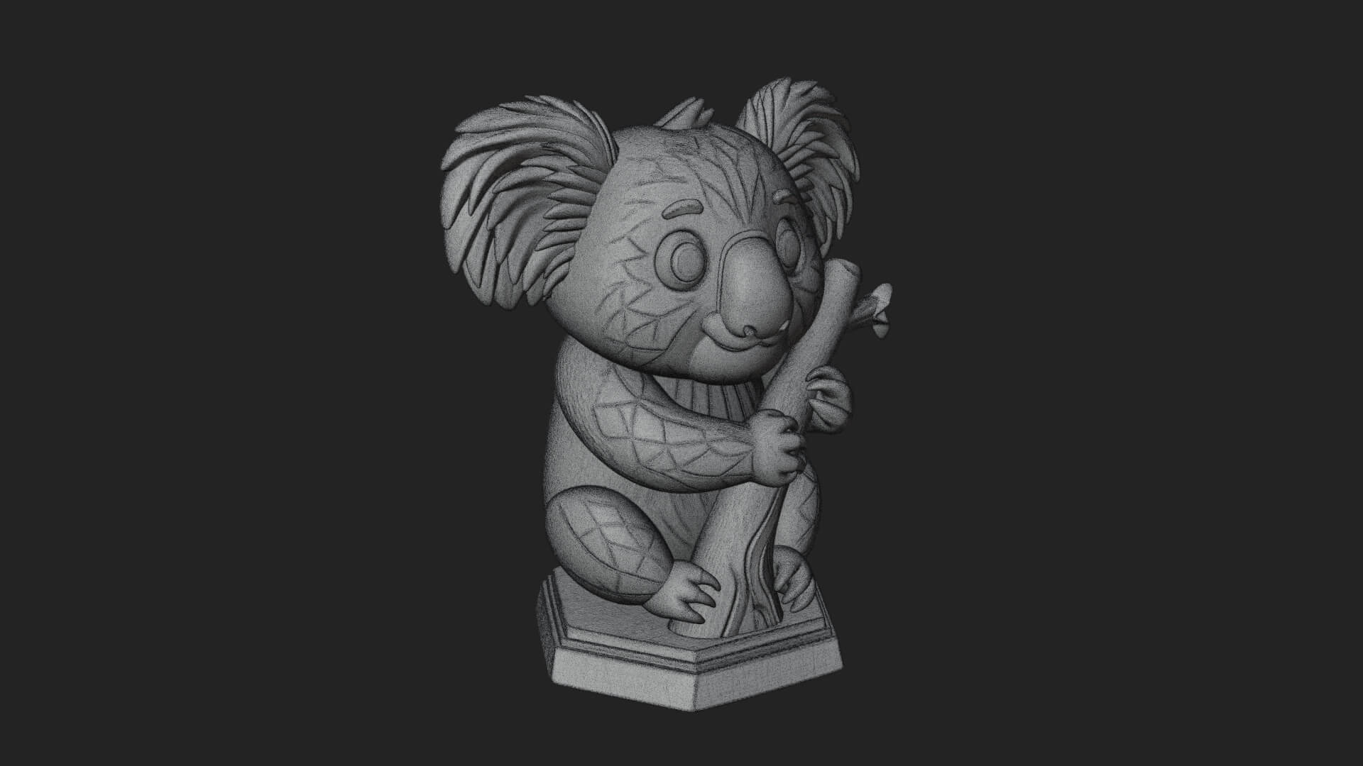Koala on Branch Statue Design 4 3D Print Model 3D Model