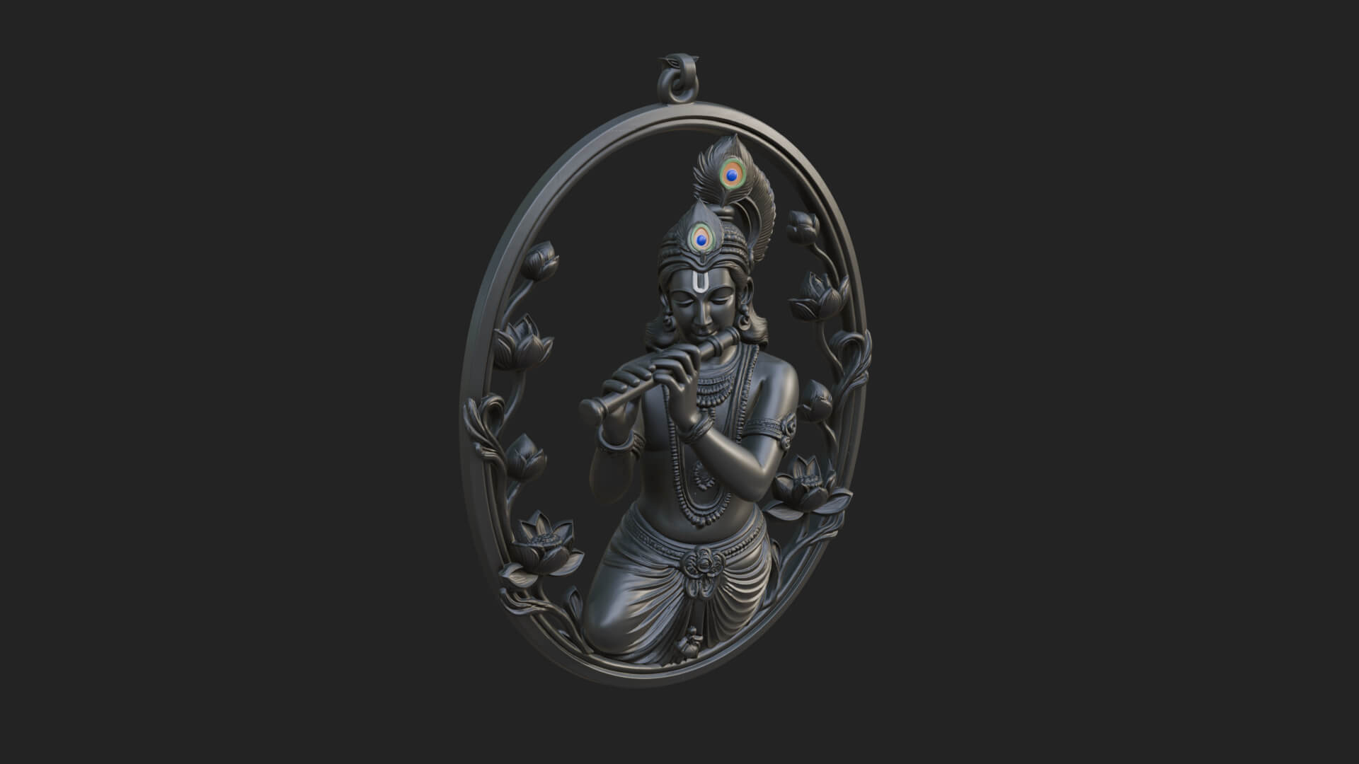 Krishna with Flute Pendant Design 1 3D Print Model 3D Model