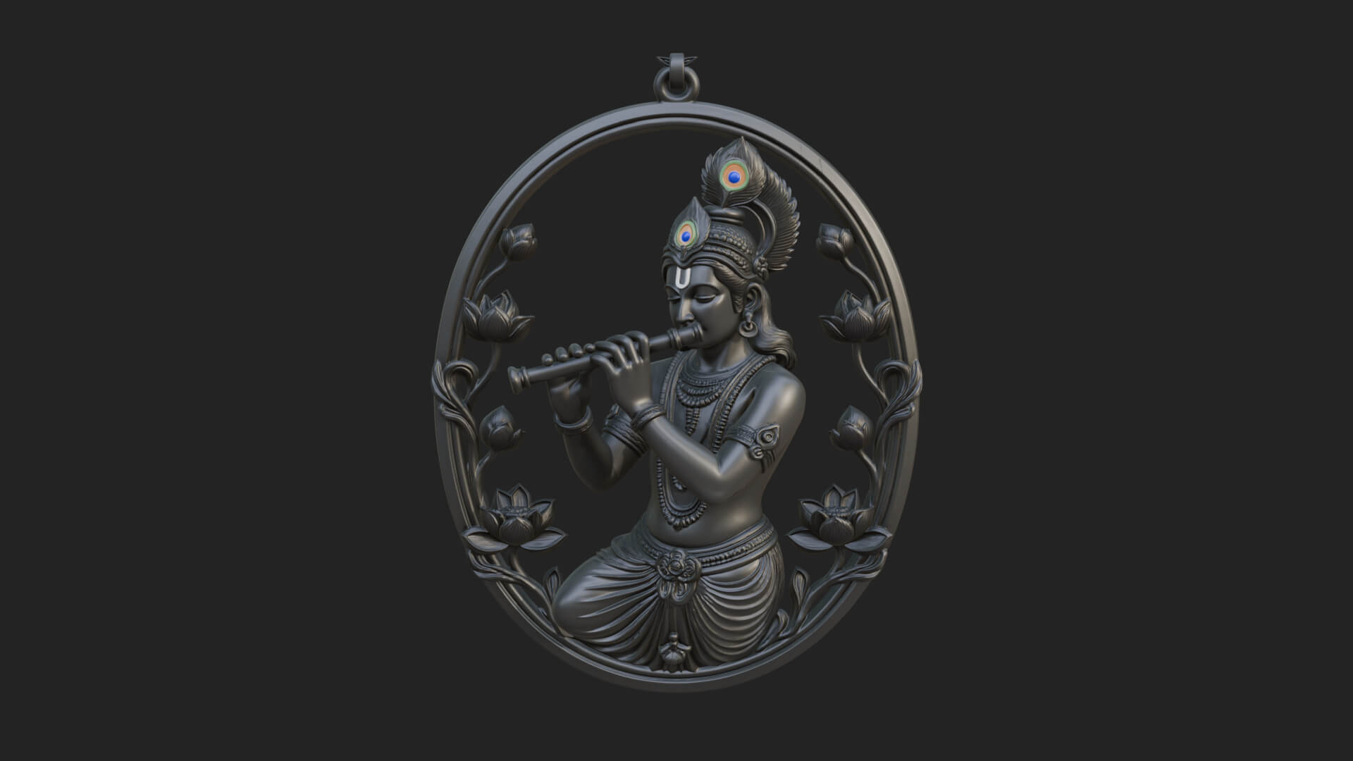 Krishna with Flute Pendant Design 1 3D Print Model 3D Model