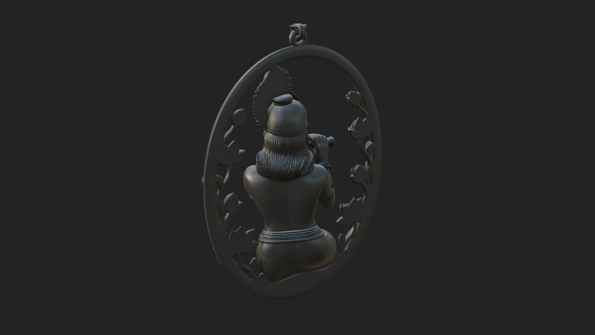 Krishna with Flute Pendant Design 1 3D Print Model 3D Model