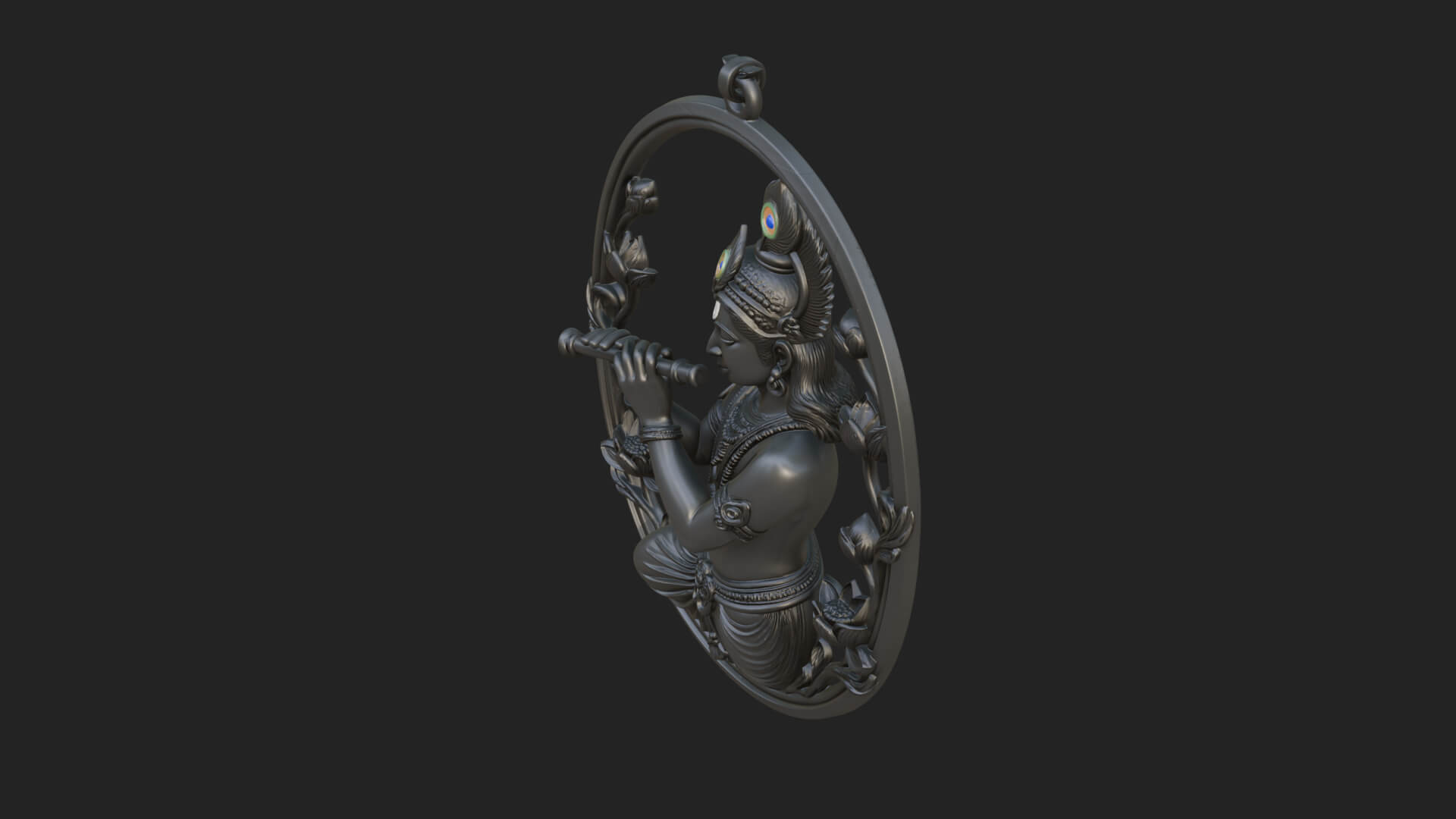 Krishna with Flute Pendant Design 1 3D Print Model 3D Model