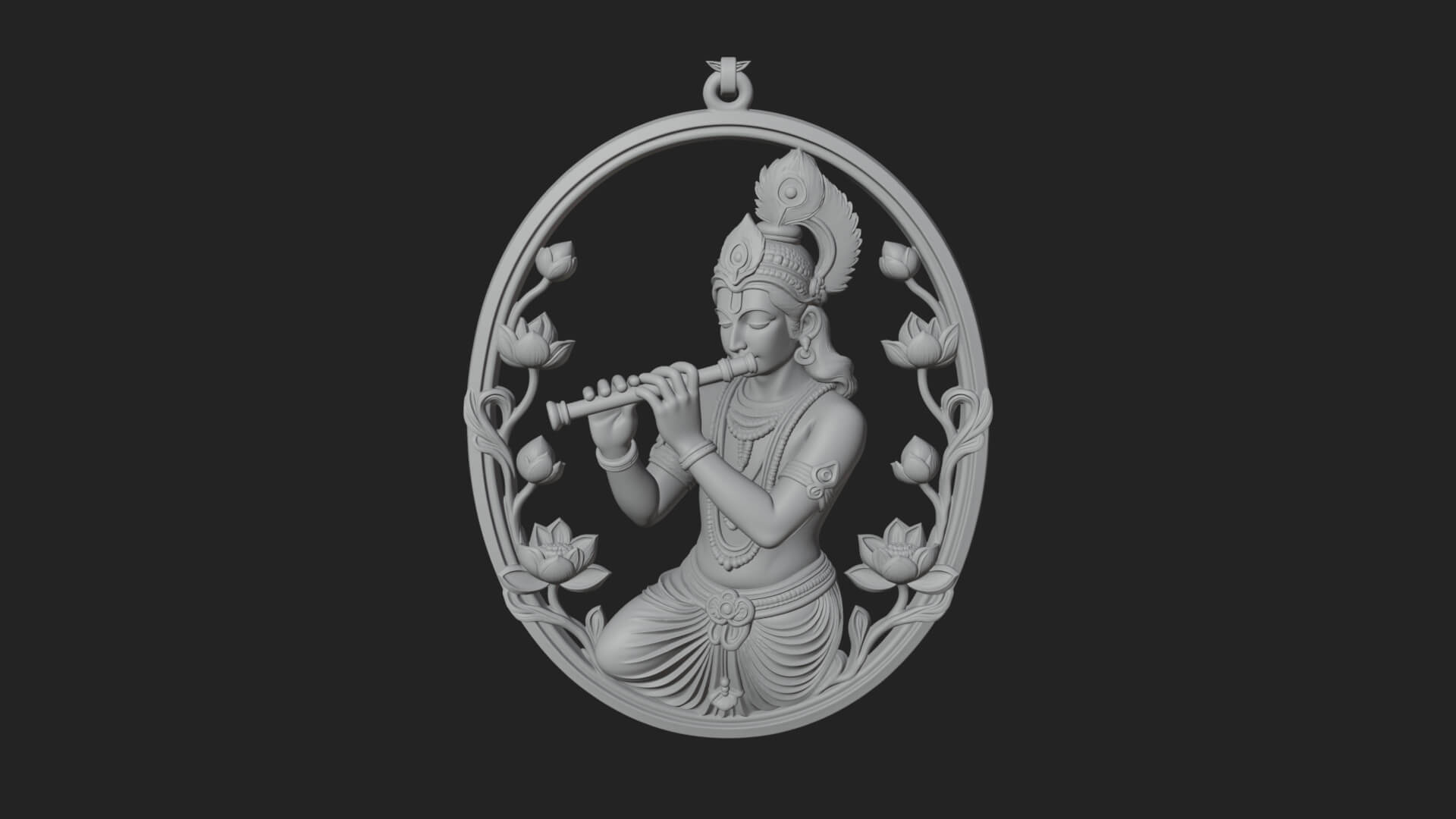 Krishna with Flute Pendant Design 1 3D Print Model 3D Model
