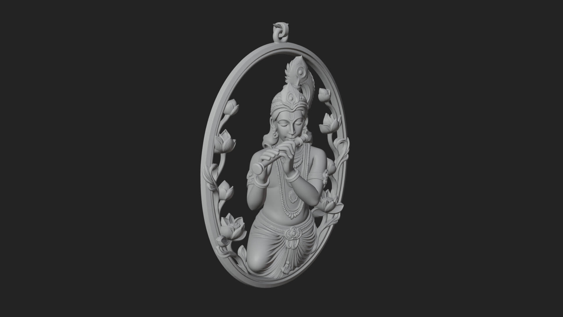 Krishna with Flute Pendant Design 1 3D Print Model 3D Model