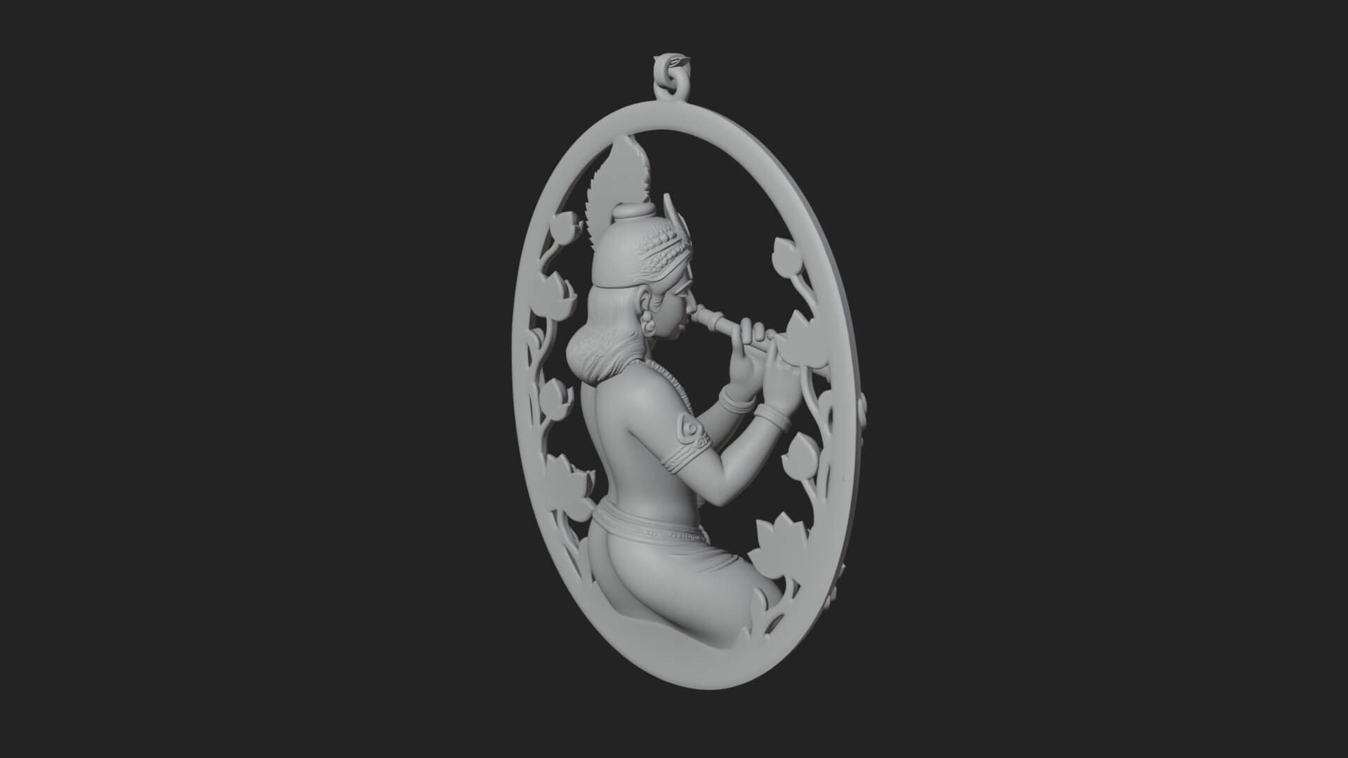 Krishna with Flute Pendant Design 1 3D Print Model 3D Model