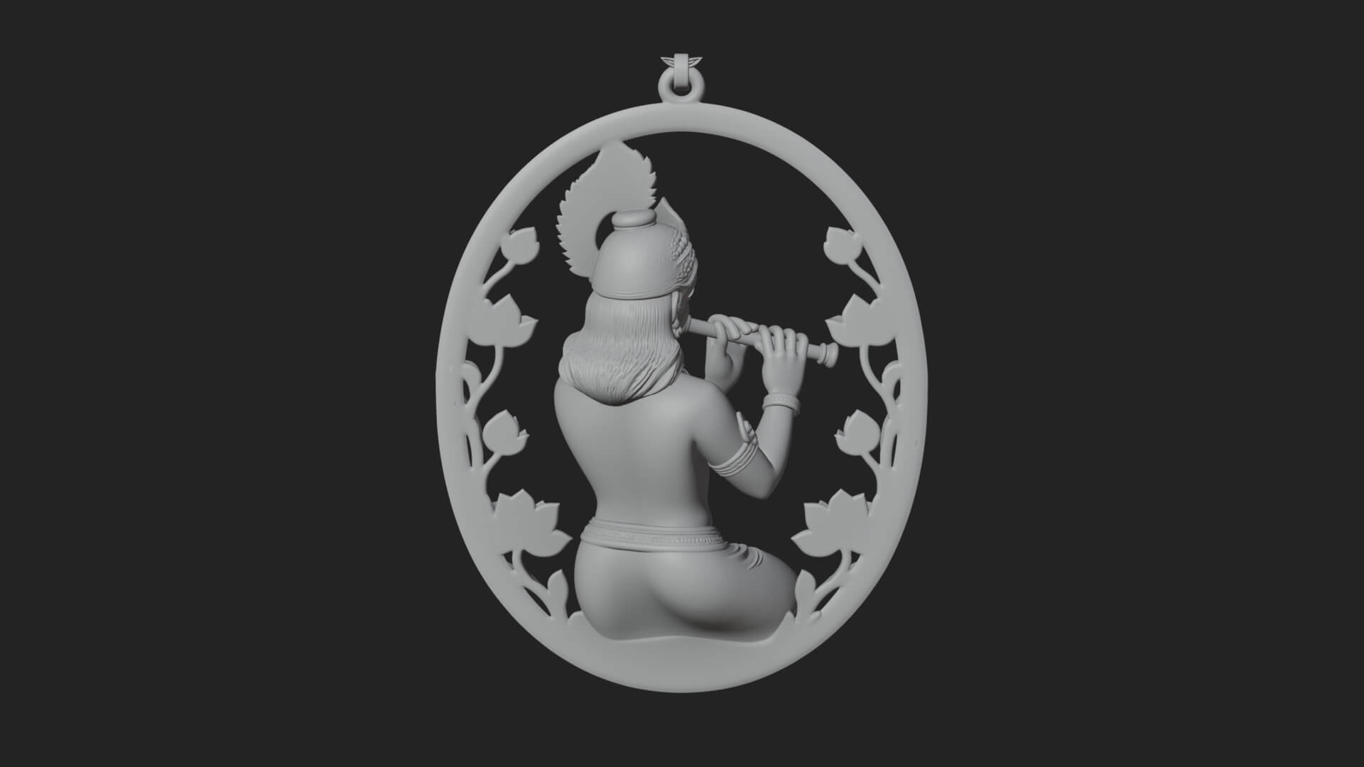 Krishna with Flute Pendant Design 1 3D Print Model 3D Model