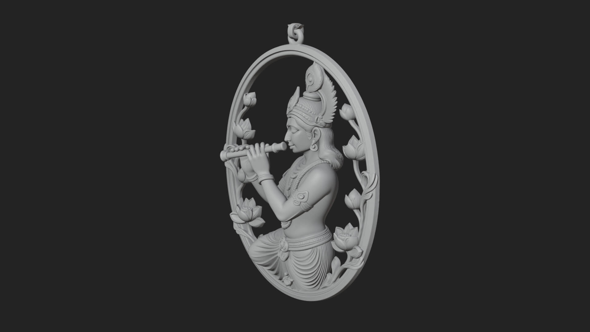 Krishna with Flute Pendant Design 1 3D Print Model 3D Model