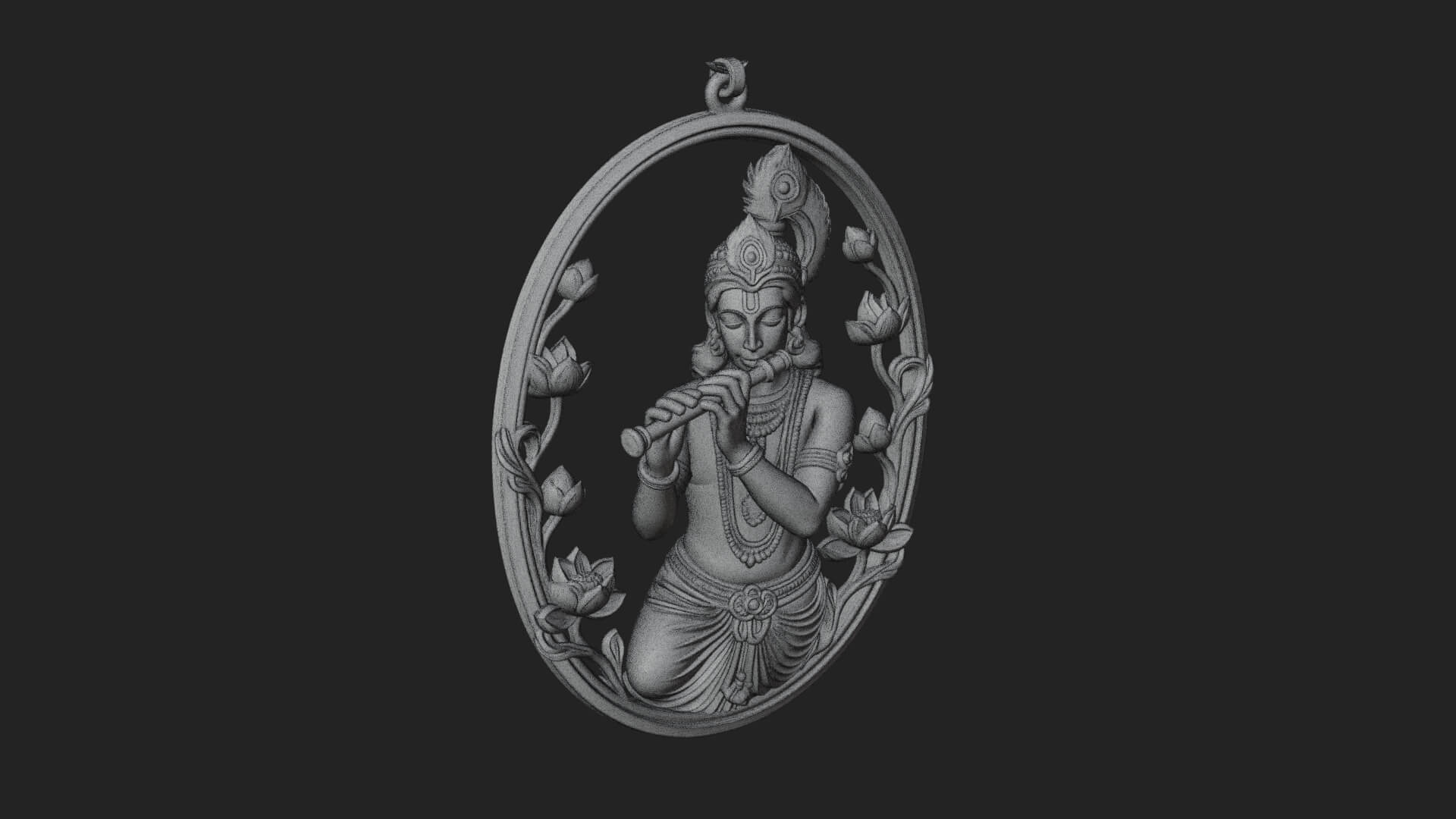 Krishna with Flute Pendant Design 1 3D Print Model 3D Model