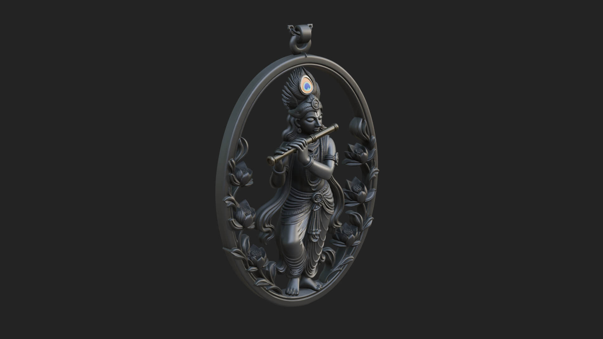 Krishna with Flute Pendant Design 2 3D Print Model 3D Model