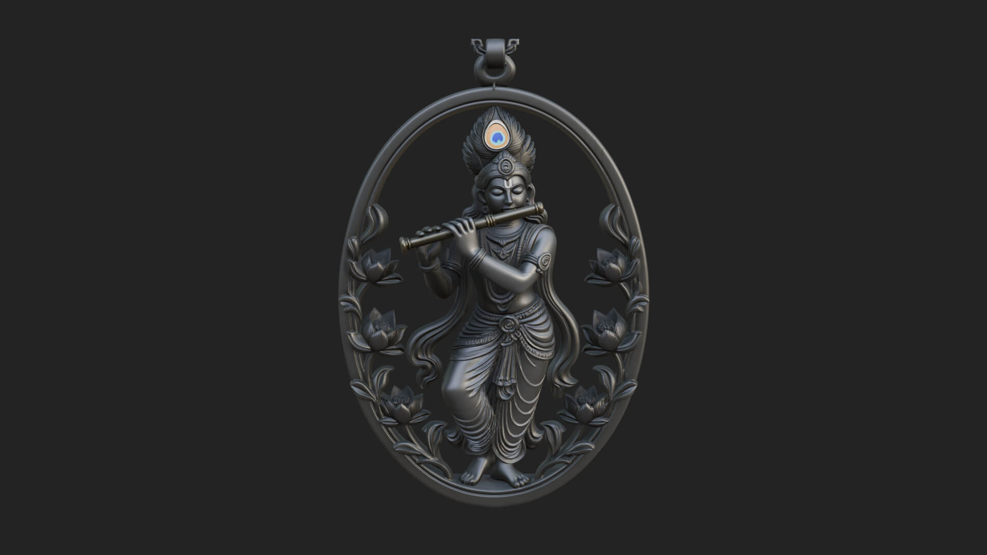 Krishna with Flute Pendant Design 2 3D Print Model 3D Model