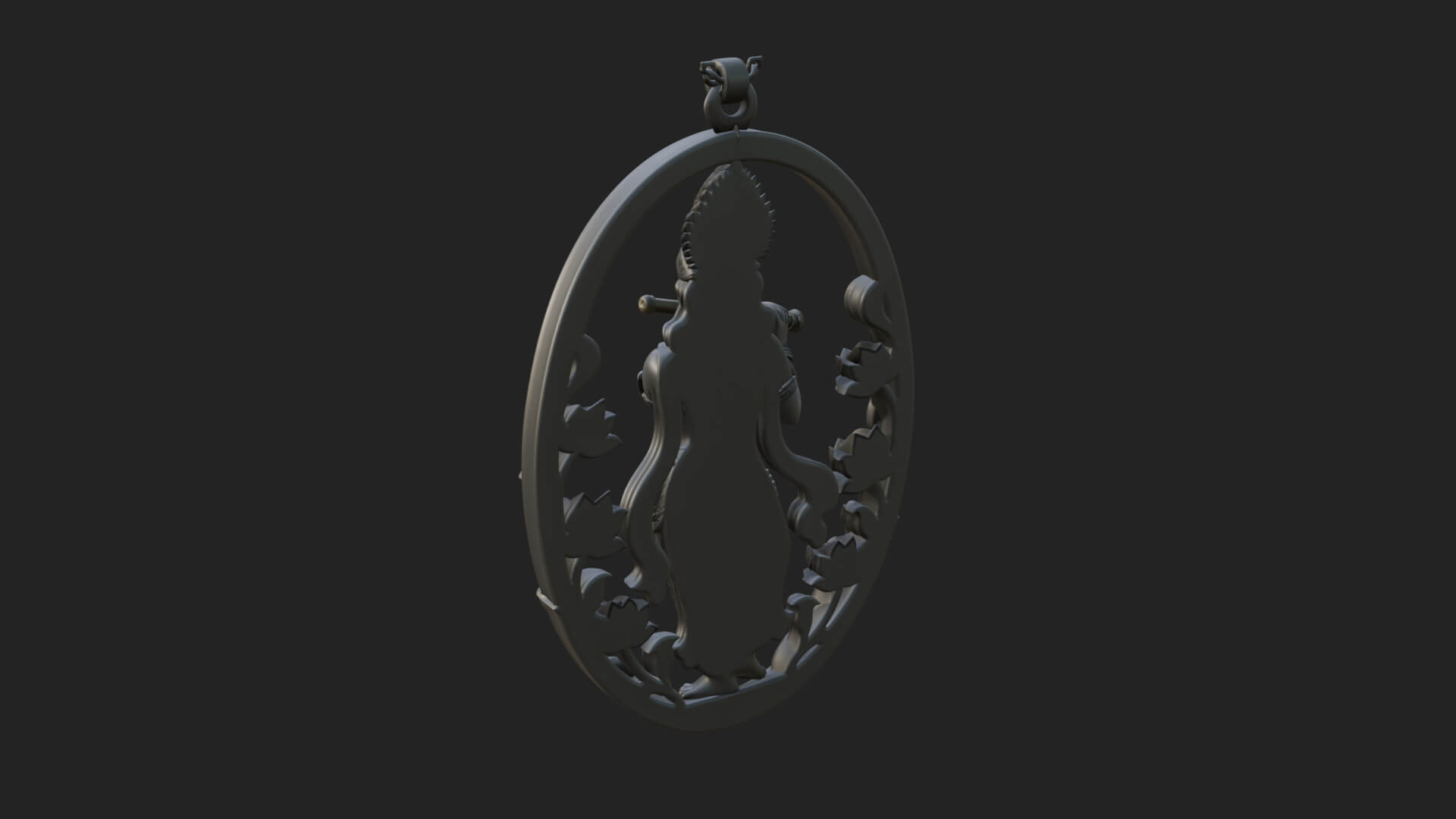 Krishna with Flute Pendant Design 2 3D Print Model 3D Model