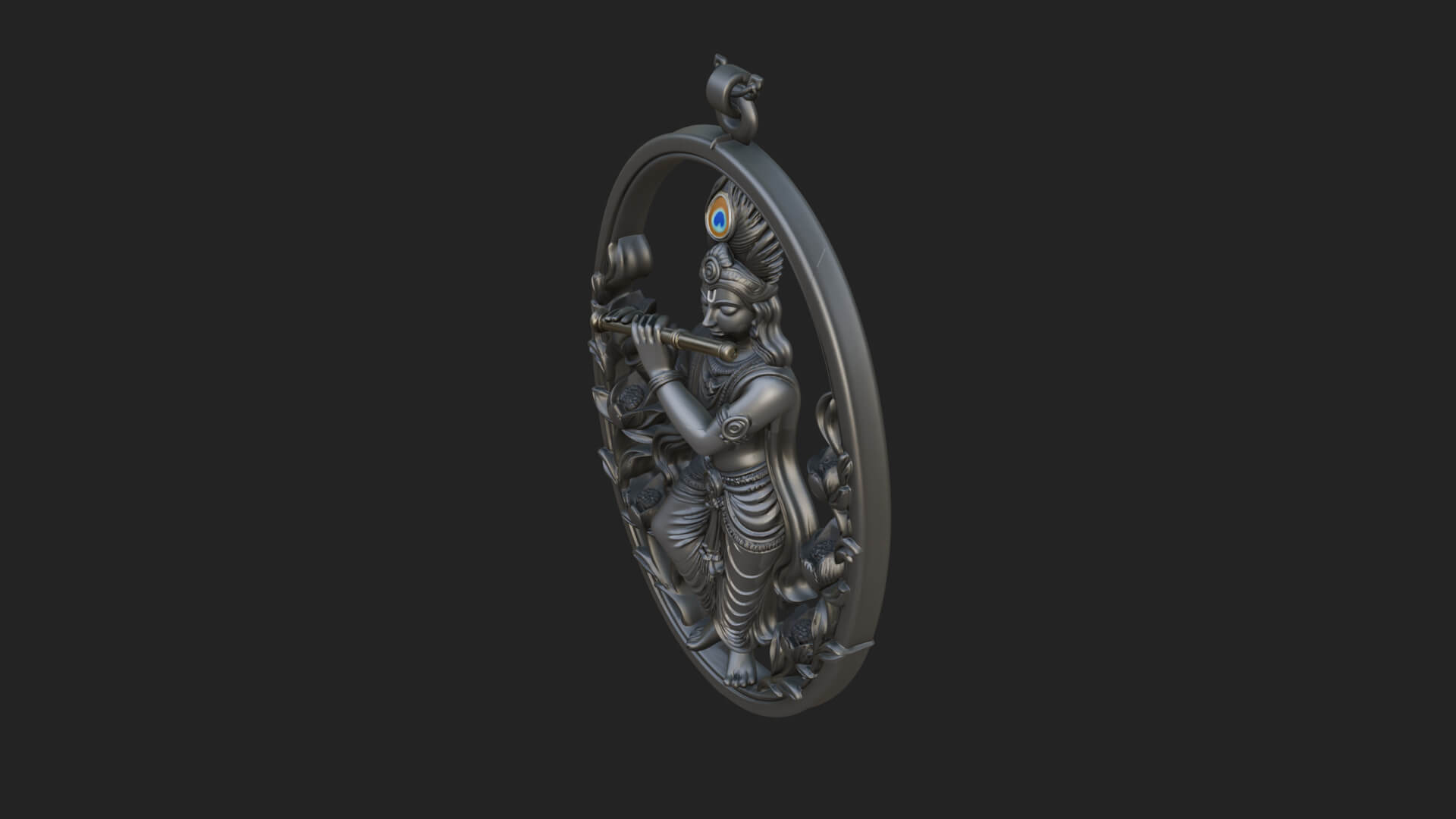 Krishna with Flute Pendant Design 2 3D Print Model 3D Model