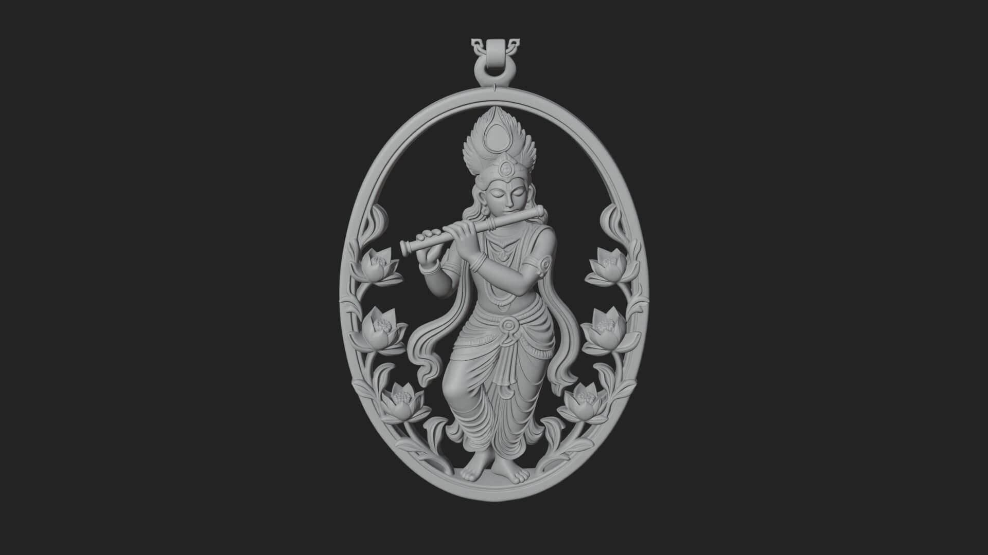 Krishna with Flute Pendant Design 2 3D Print Model 3D Model