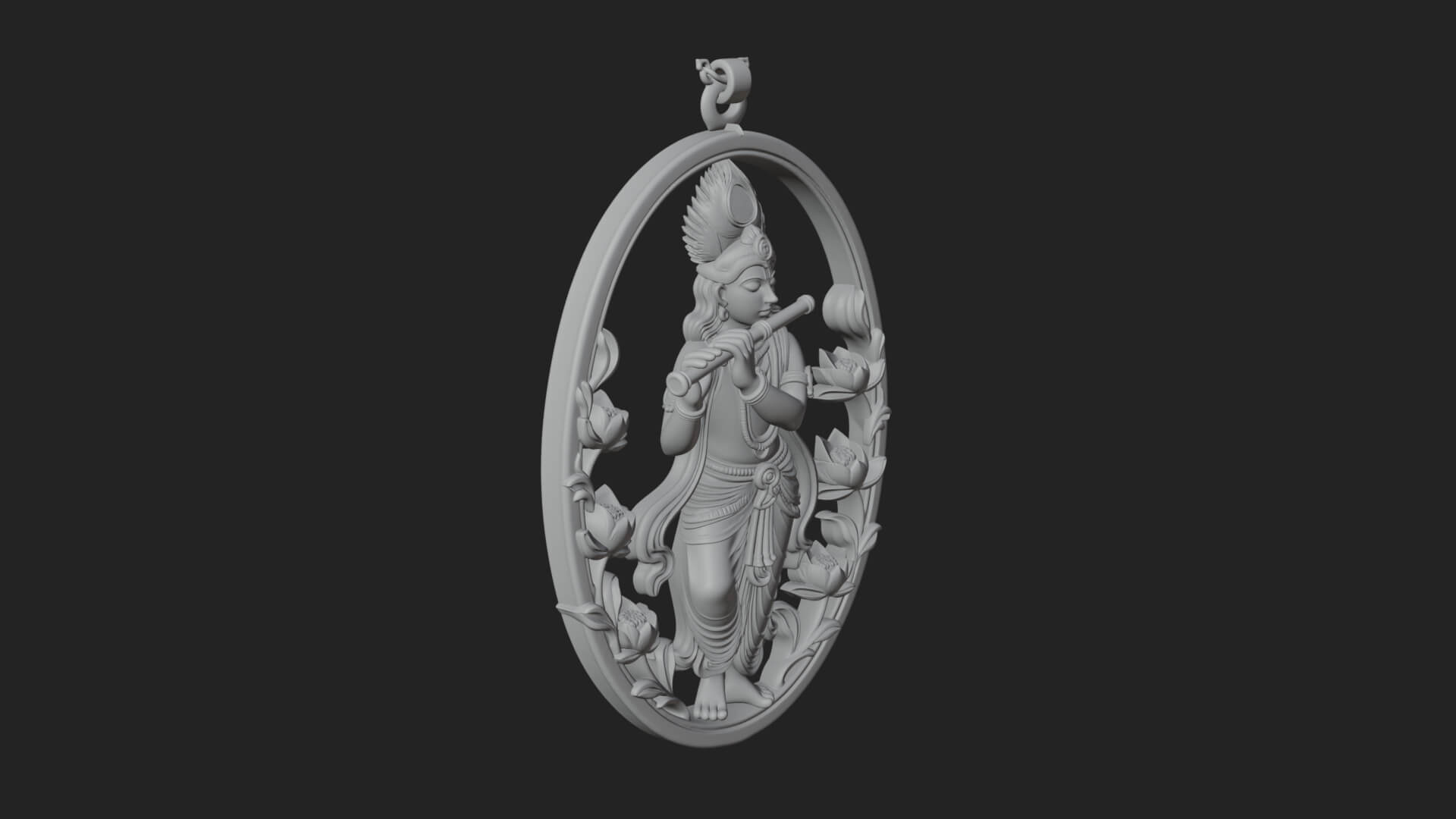 Krishna with Flute Pendant Design 2 3D Print Model 3D Model