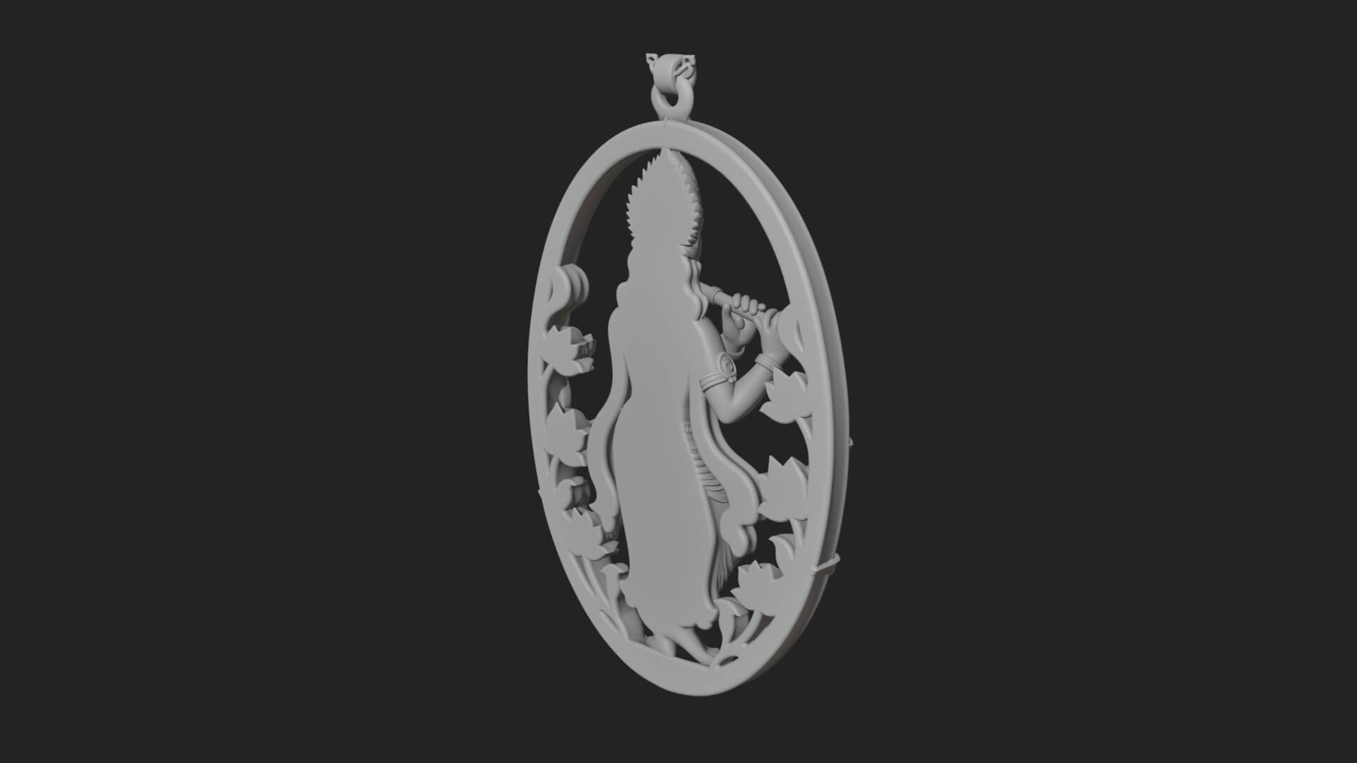 Krishna with Flute Pendant Design 2 3D Print Model 3D Model