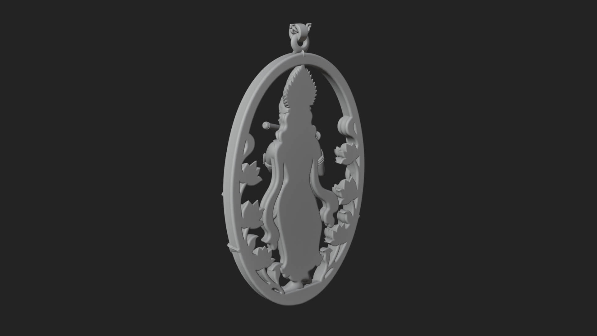 Krishna with Flute Pendant Design 2 3D Print Model 3D Model