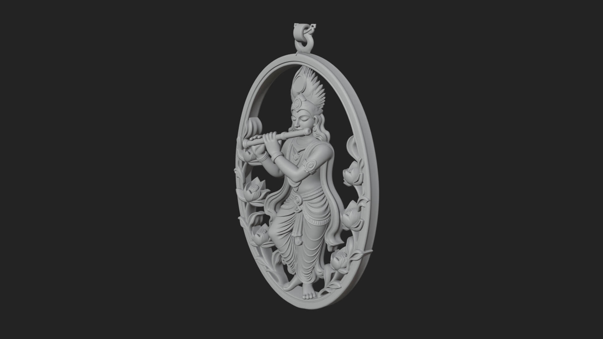 Krishna with Flute Pendant Design 2 3D Print Model 3D Model