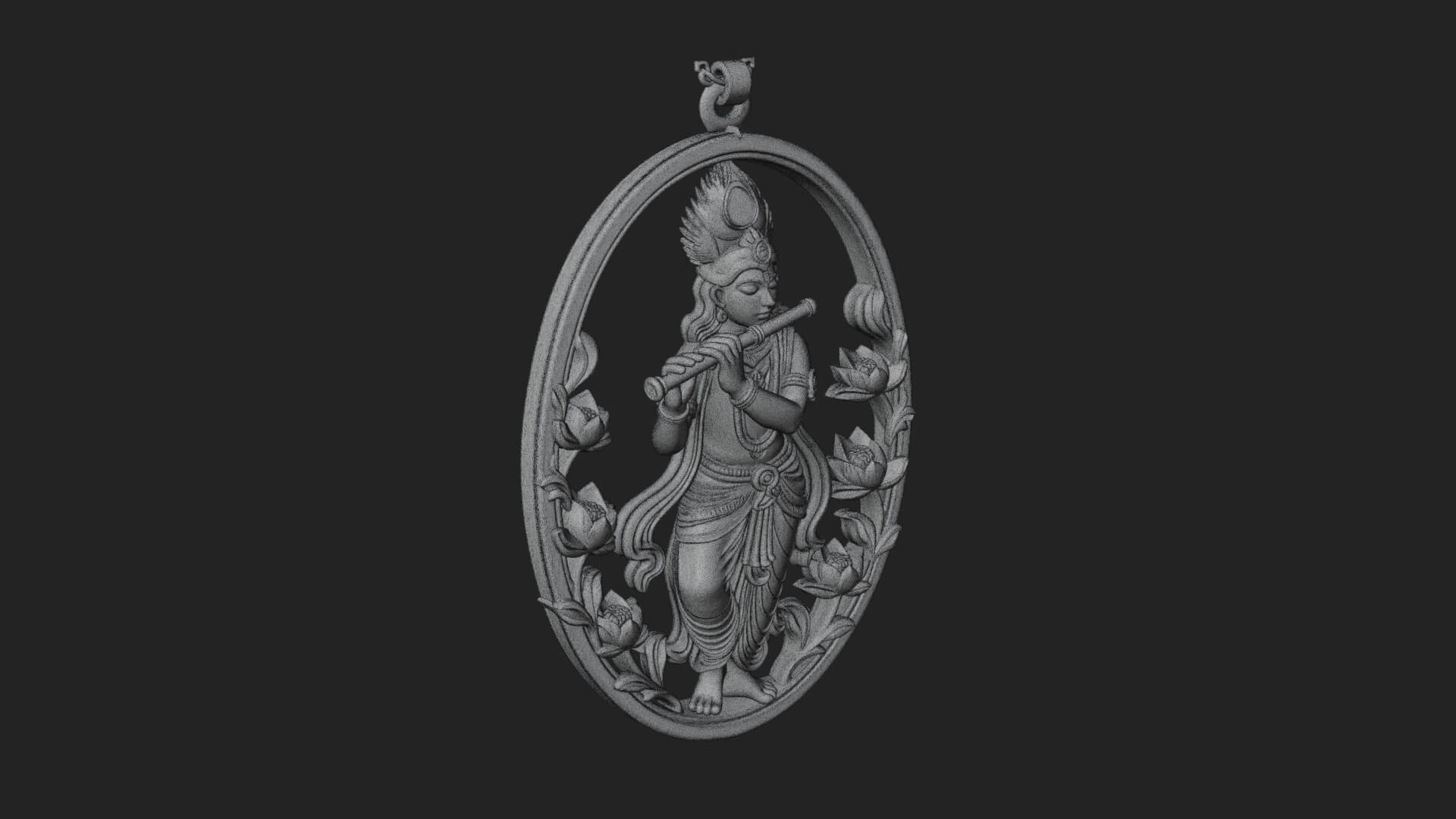 Krishna with Flute Pendant Design 2 3D Print Model 3D Model