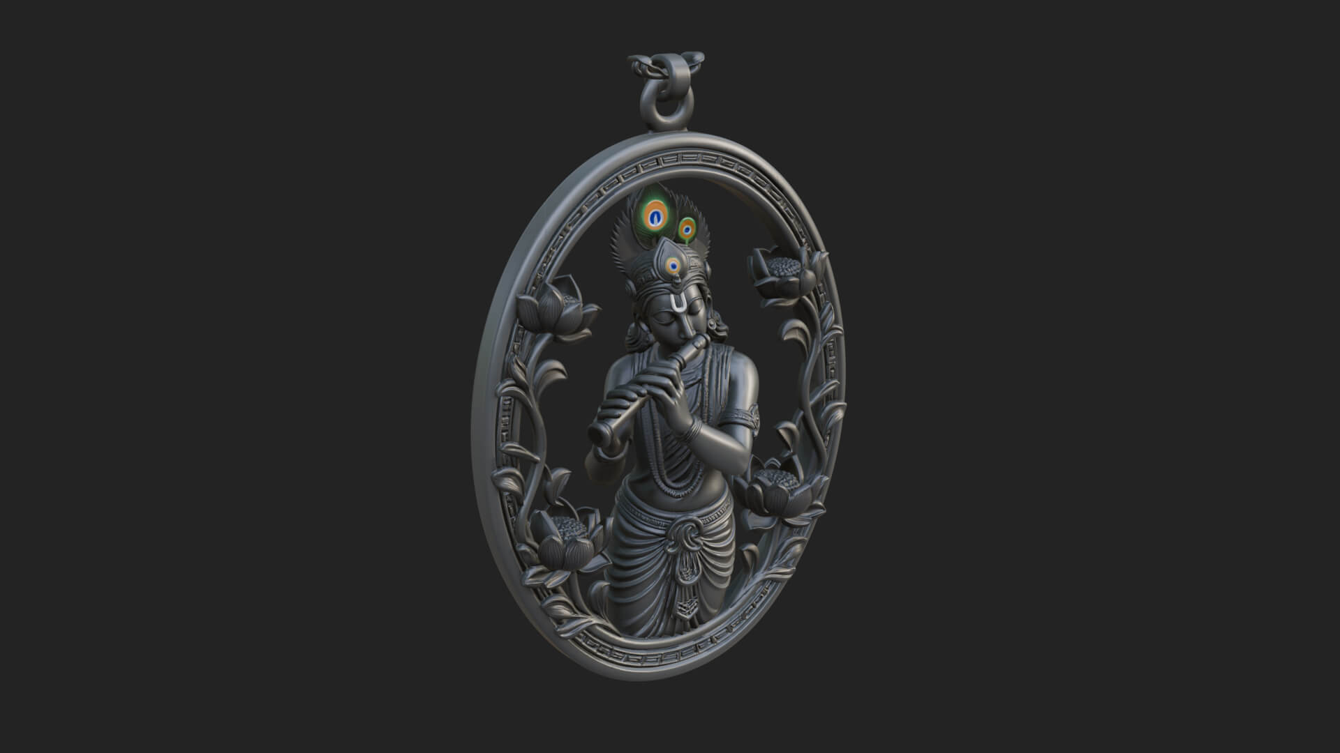 Krishna with Flute Pendant Design 3 3D Print Model 3D Model