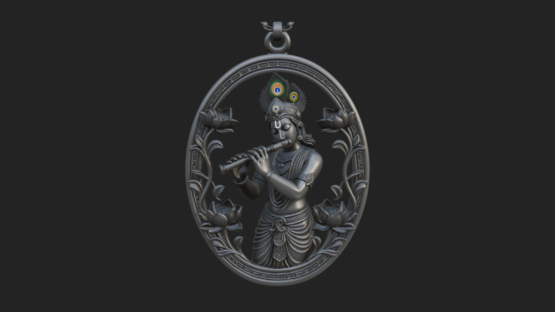 Krishna with Flute Pendant Design 3 3D Print Model 3D Model